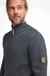MORITZ HALF ZIP, 100% ULL — GREY - Ivanhoe of Sweden