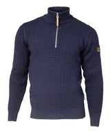 MORITZ HALF ZIP, 100% WOOL — NAVY