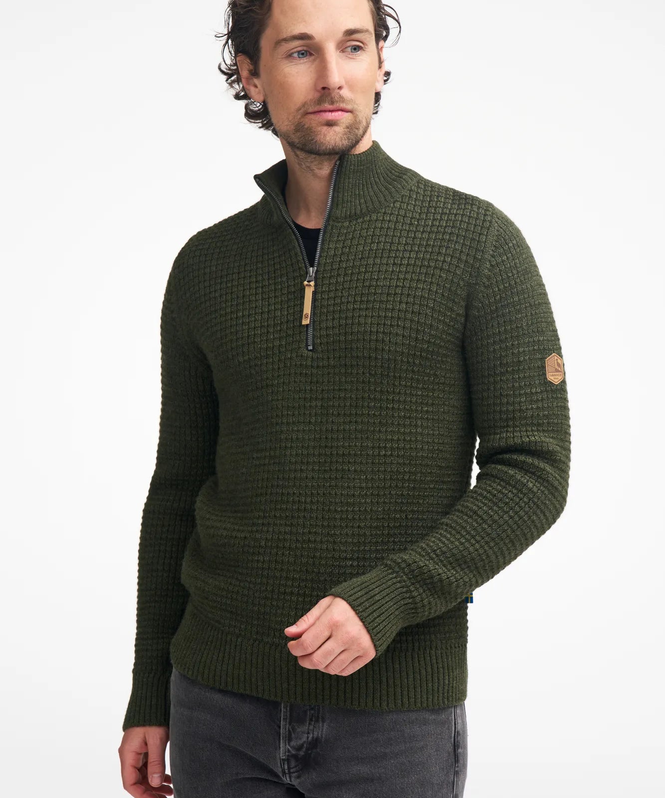 MORITZ HALF ZIP, 100% ULL — GREY - Ivanhoe of Sweden