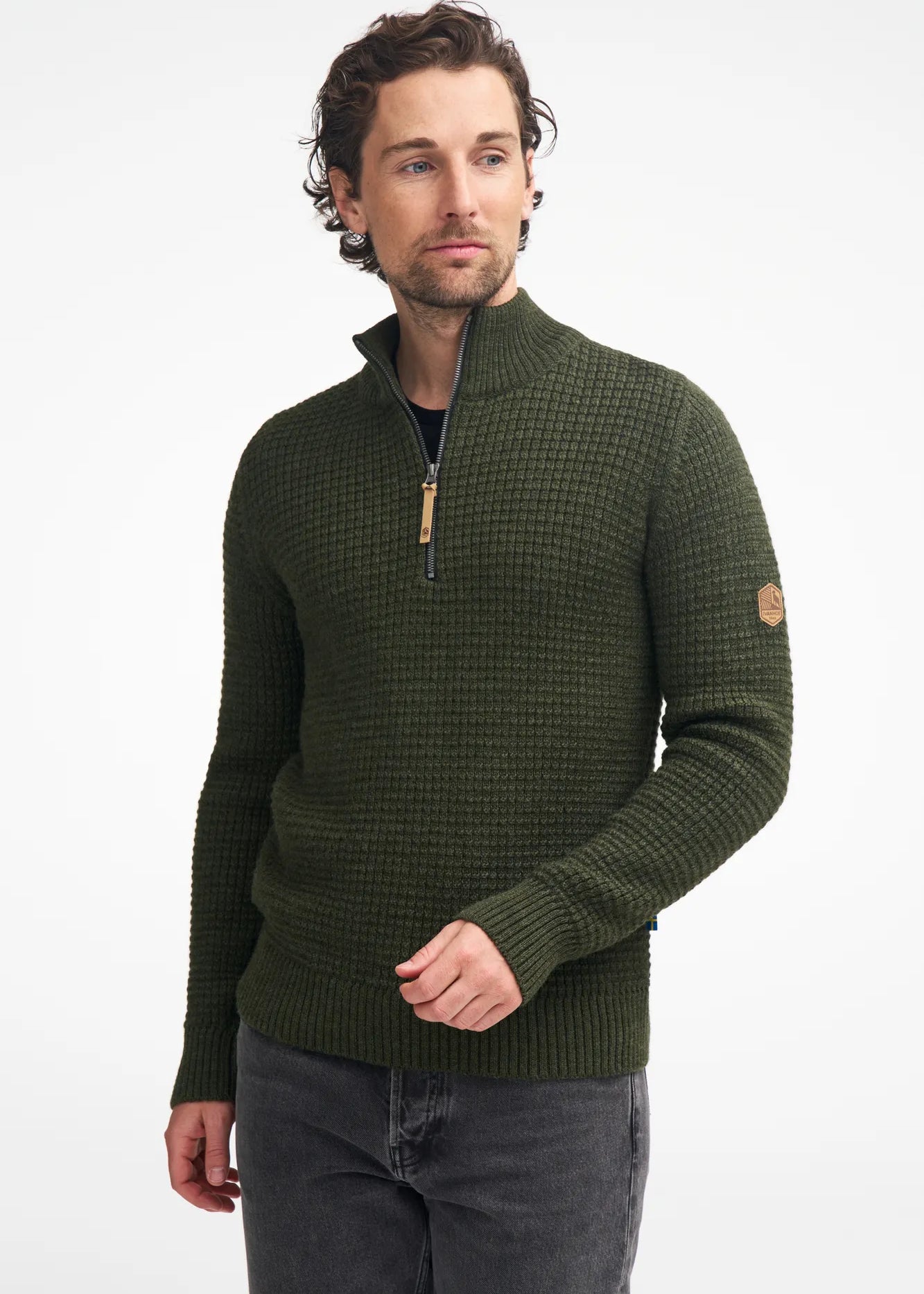 MORITZ HALF ZIP, 100% ULL — GREY - Ivanhoe of Sweden
