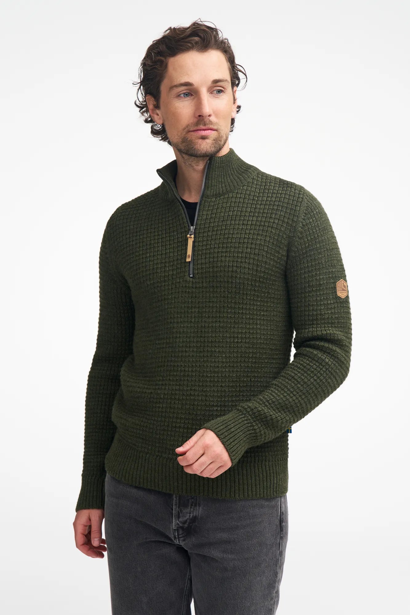 MORITZ HALF ZIP, 100% ULL — GREY - Ivanhoe of Sweden