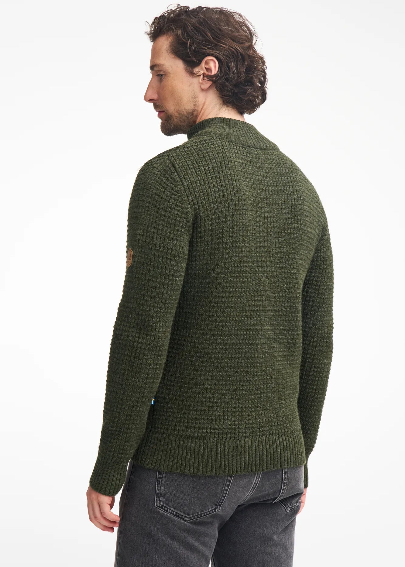 MORITZ HALF ZIP, 100% ULL — LODEN GREEN - Ivanhoe of Sweden