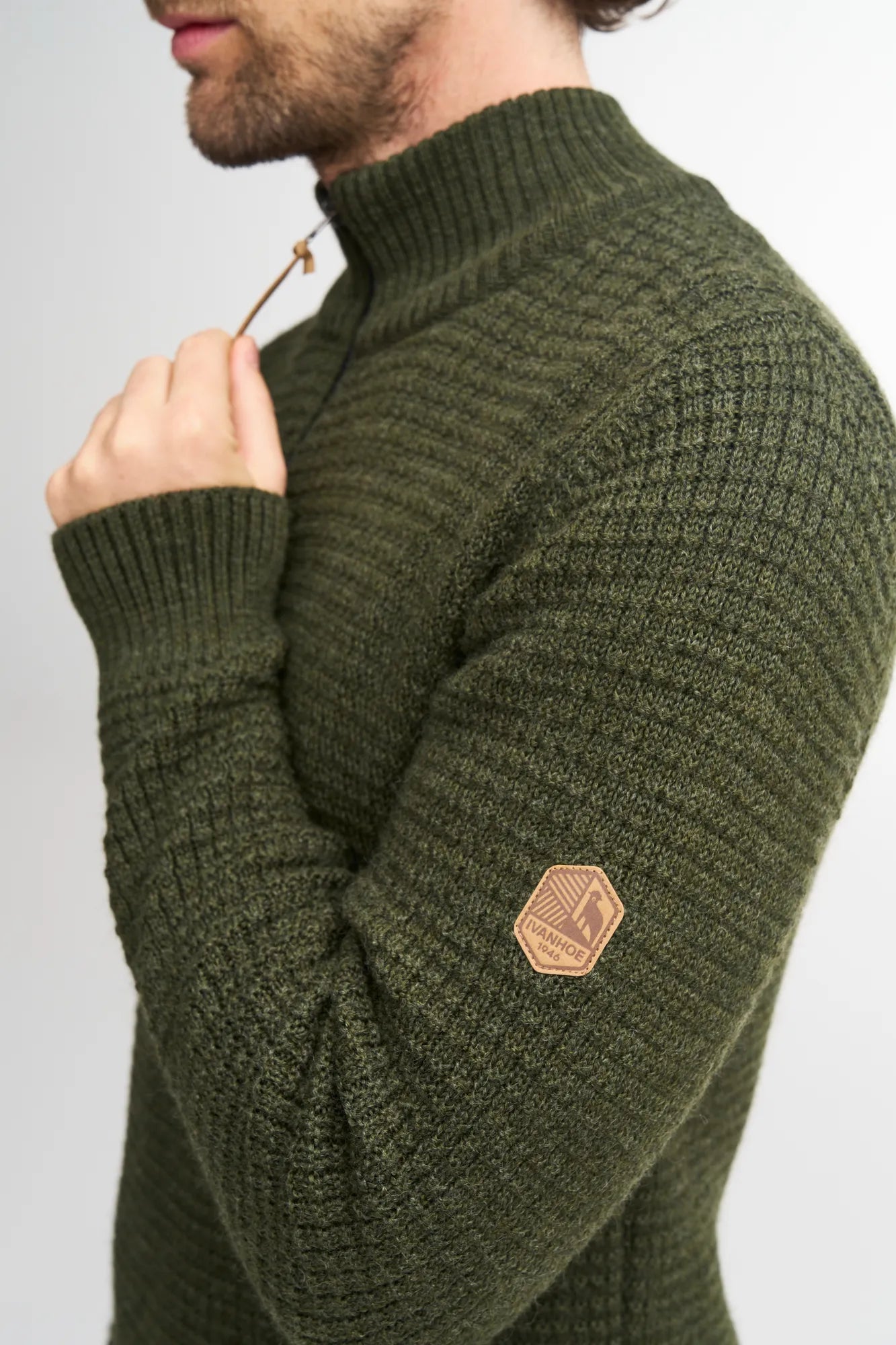 MORITZ HALF ZIP, 100% ULL — GREY - Ivanhoe of Sweden
