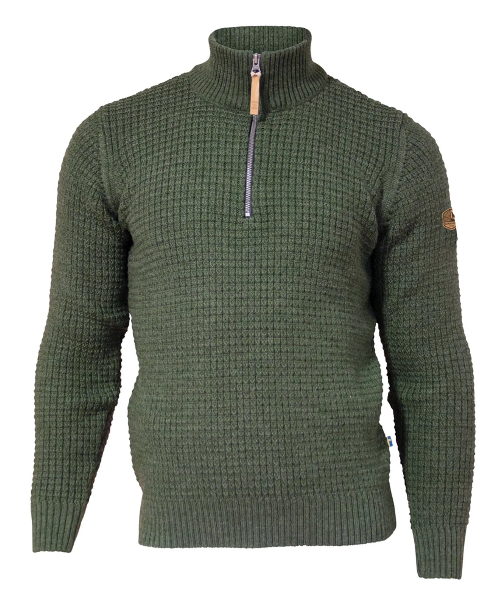 MORITZ HALF ZIP, 100% ULL — LODEN GREEN - Ivanhoe of Sweden