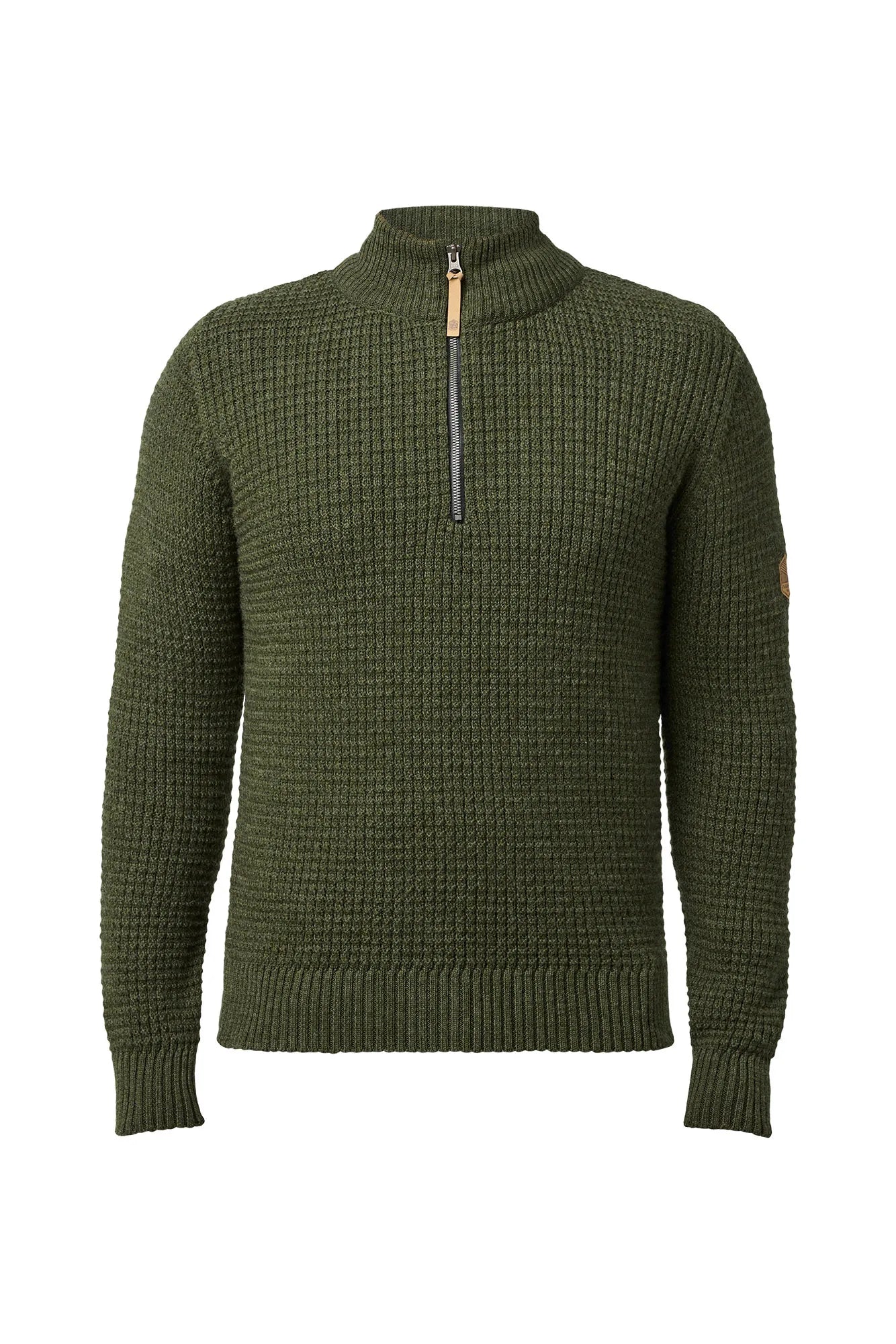 MORITZ HALF ZIP, 100% ULL — LODEN GREEN - Ivanhoe of Sweden