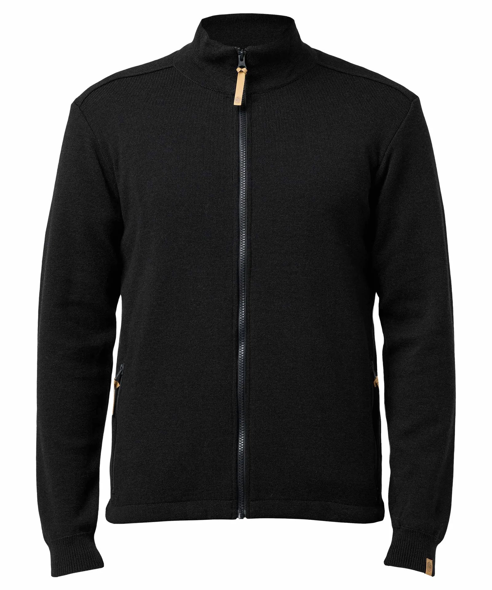 HELMER FULL ZIP 100% MERINOULL — BLACK - Ivanhoe of Sweden