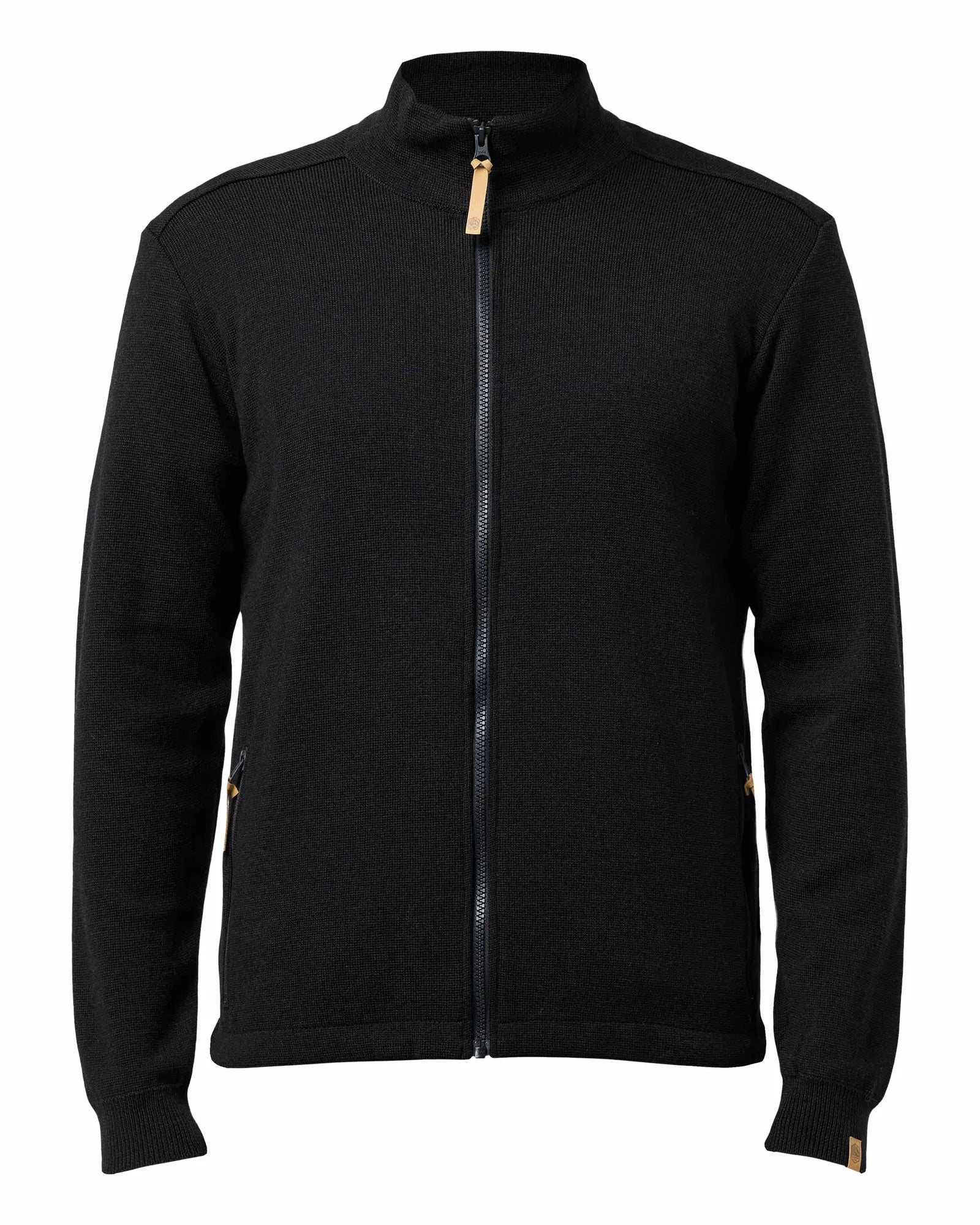 HELMER FULL ZIP 100% MERINOULL — BLACK - Ivanhoe of Sweden