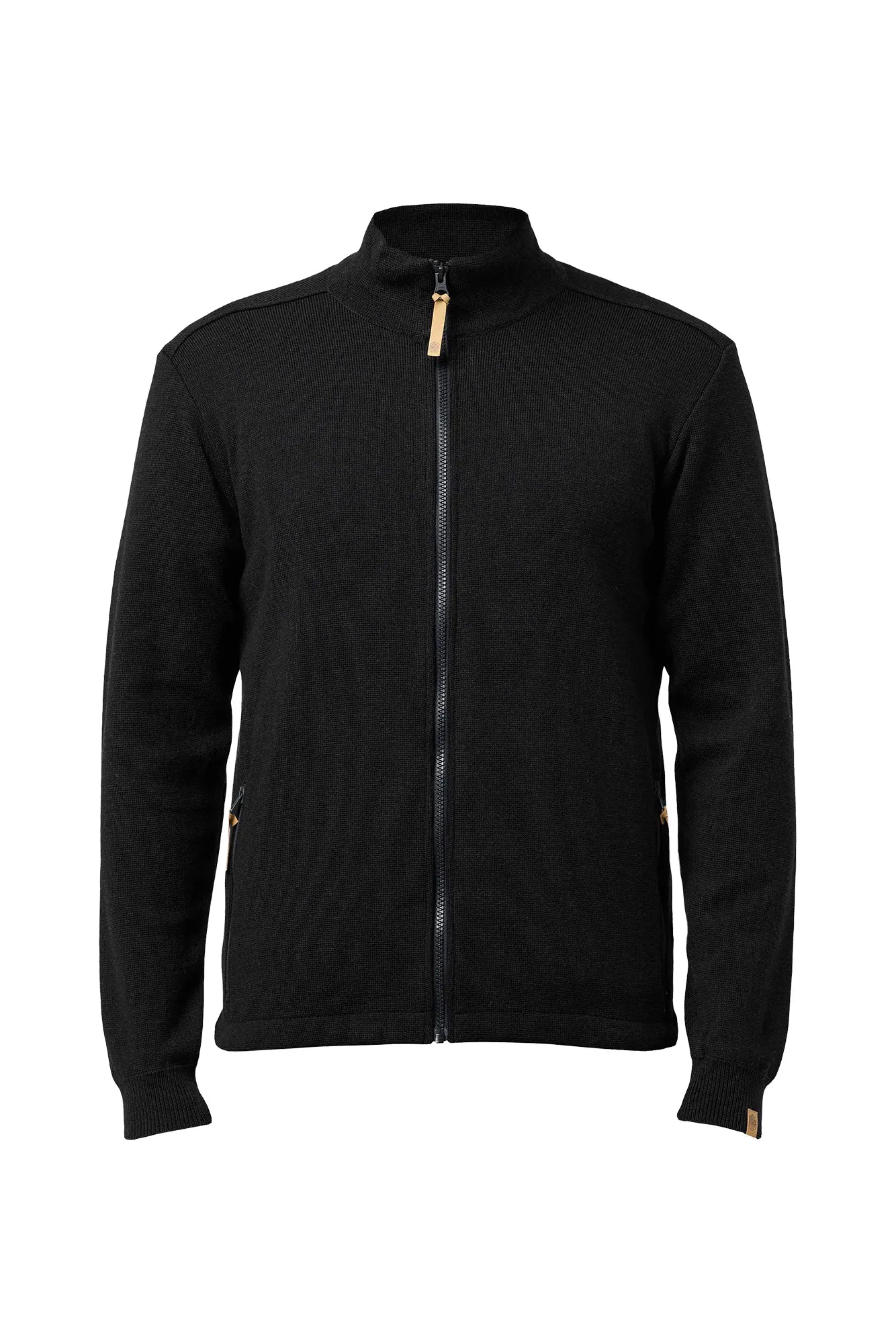 HELMER FULL ZIP 100% MERINOULL — BLACK - Ivanhoe of Sweden