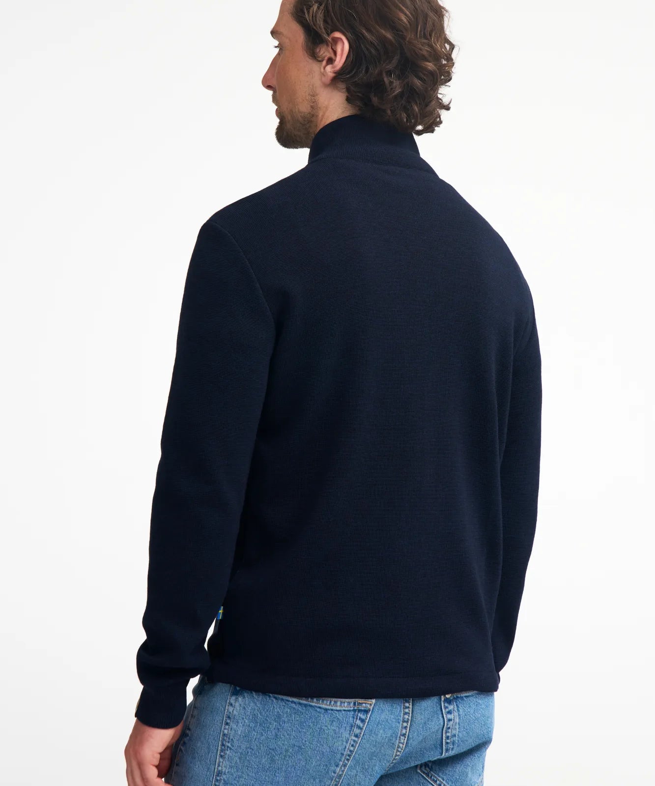 HELMER FULL ZIP 100% MERINOULL — NAVY - Ivanhoe of Sweden
