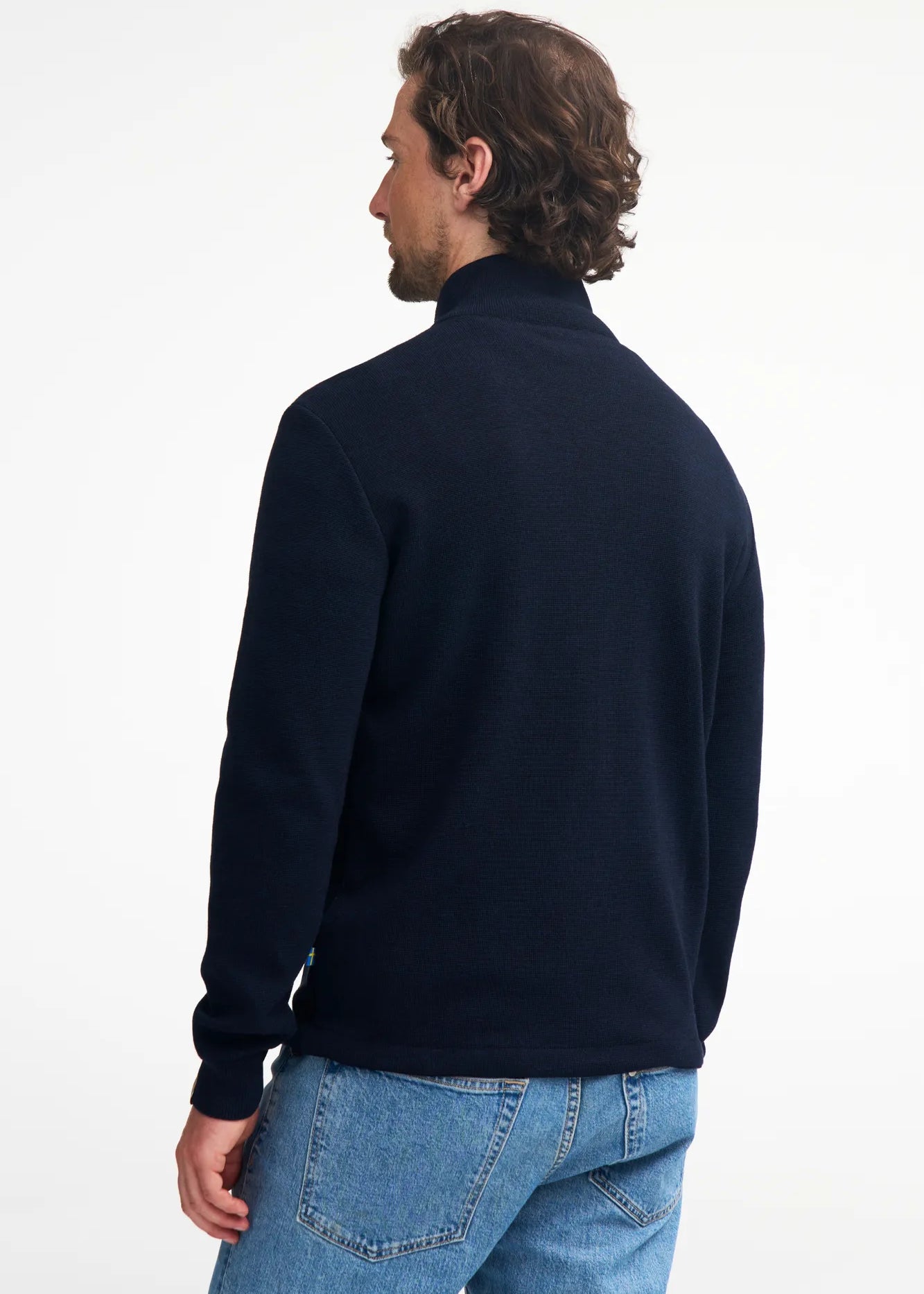 HELMER FULL ZIP 100% MERINOULL — NAVY - Ivanhoe of Sweden