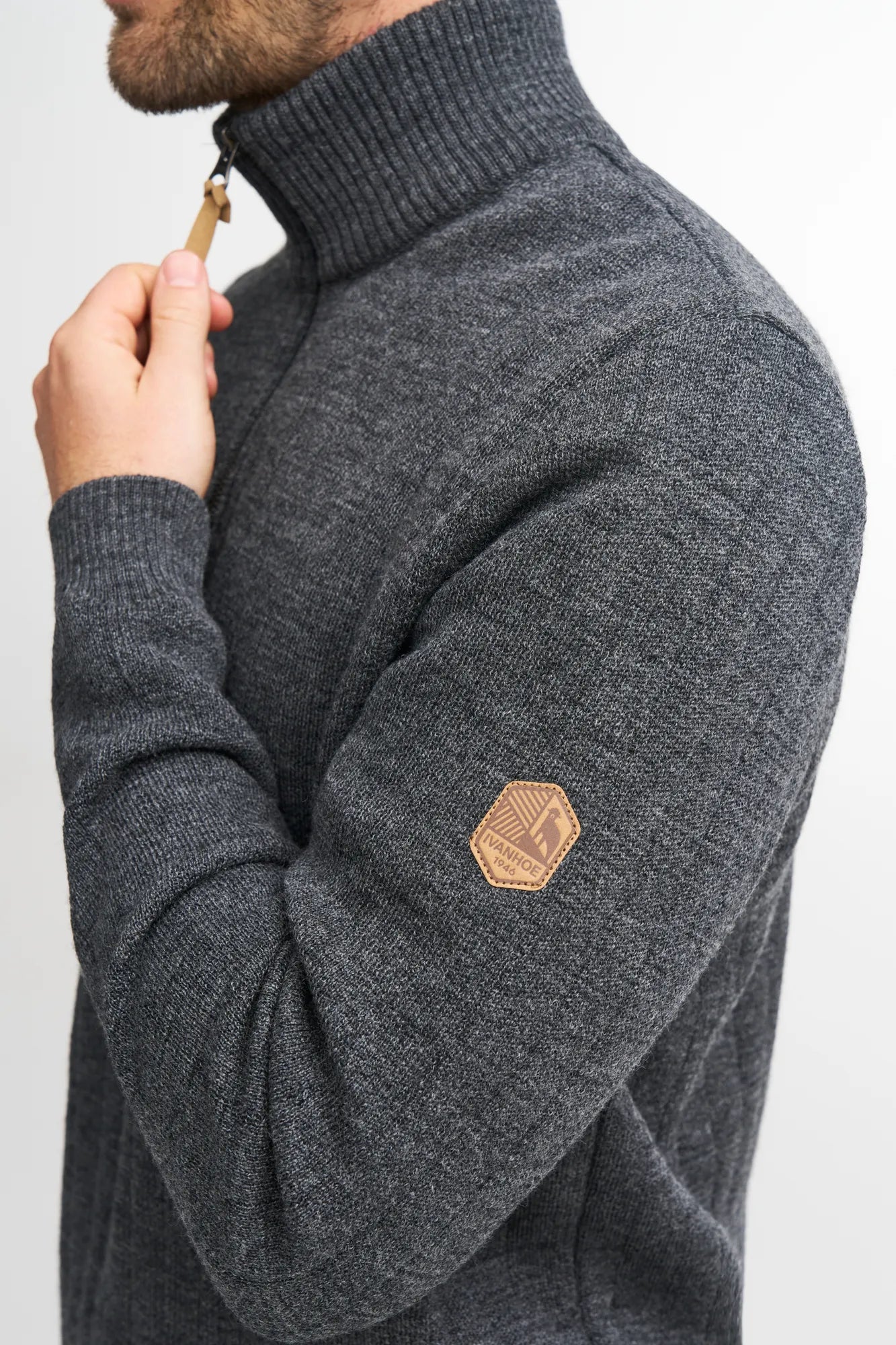 HUGO HALF ZIP, WINDBREAKER, 100% ULL — LODEN GREEN - Ivanhoe of Sweden