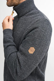 HUGO HALF ZIP, WINDBREAKER, 100% ULL — LODEN GREEN - Ivanhoe of Sweden