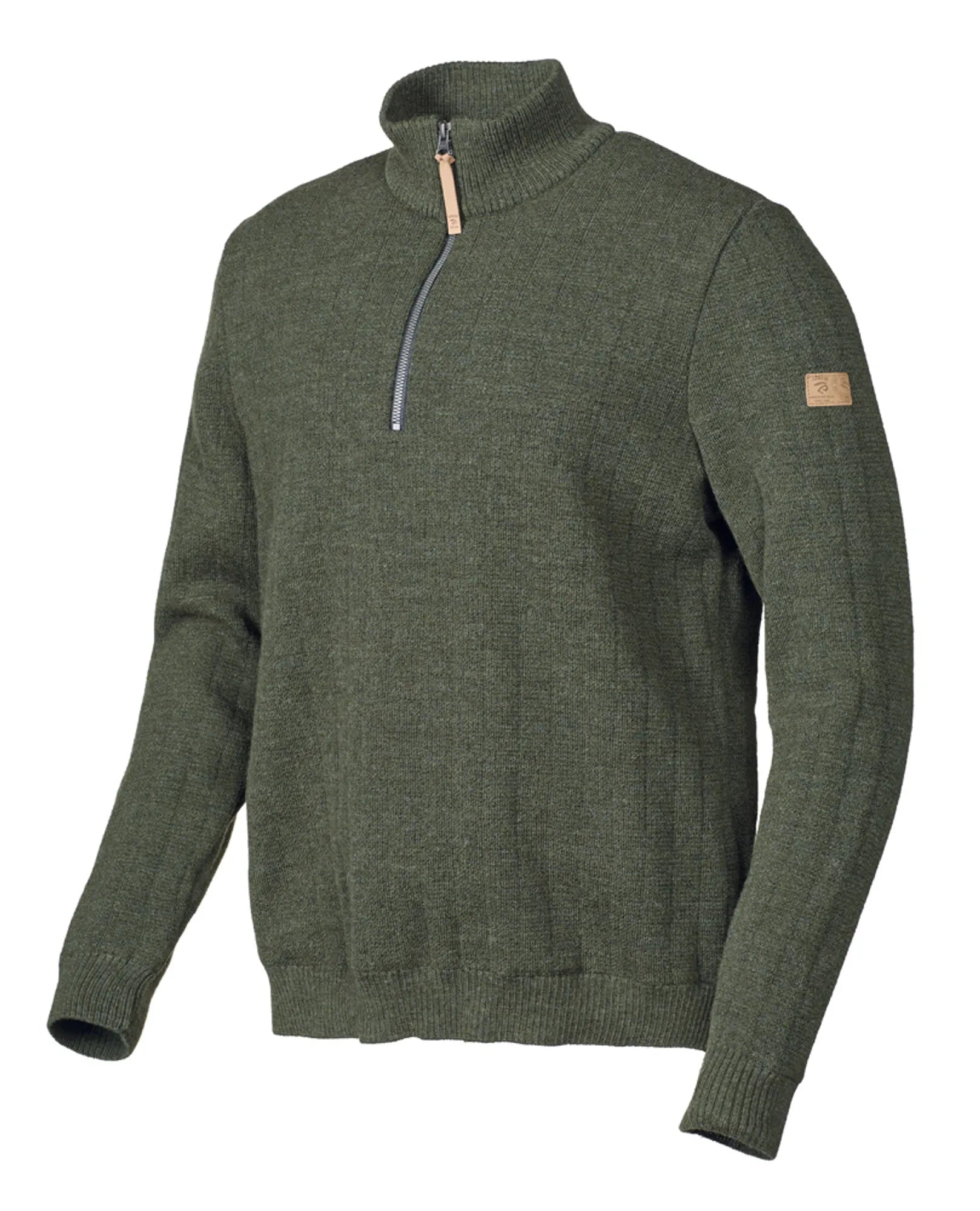 HUGO HALF ZIP, WINDBREAKER, 100% ULL — LODEN GREEN - Ivanhoe of Sweden