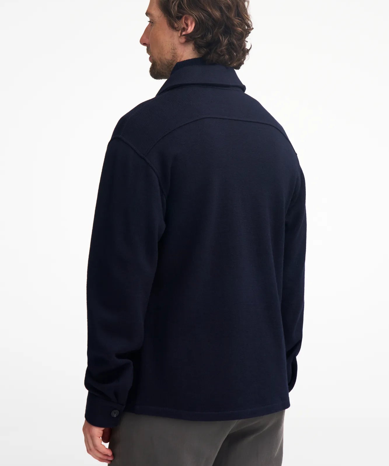 GY GRIMSTORP, OVERSHIRT I 100% MERINOULL. — NAVY - Ivanhoe of Sweden