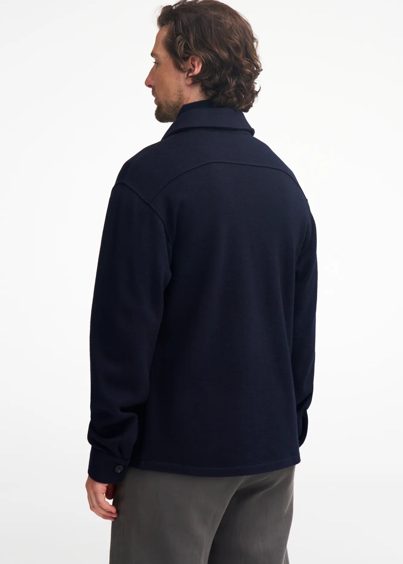 GY GRIMSTORP, OVERSHIRT I 100% MERINOULL. — NAVY - Ivanhoe of Sweden
