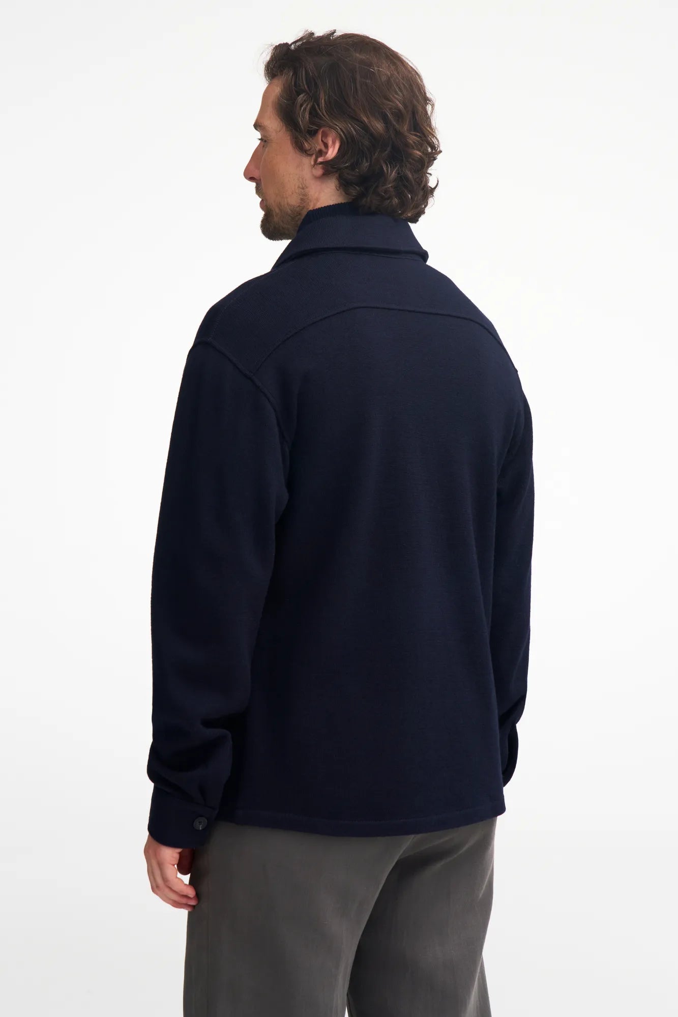 GY GRIMSTORP, OVERSHIRT I 100% MERINOULL. — NAVY - Ivanhoe of Sweden