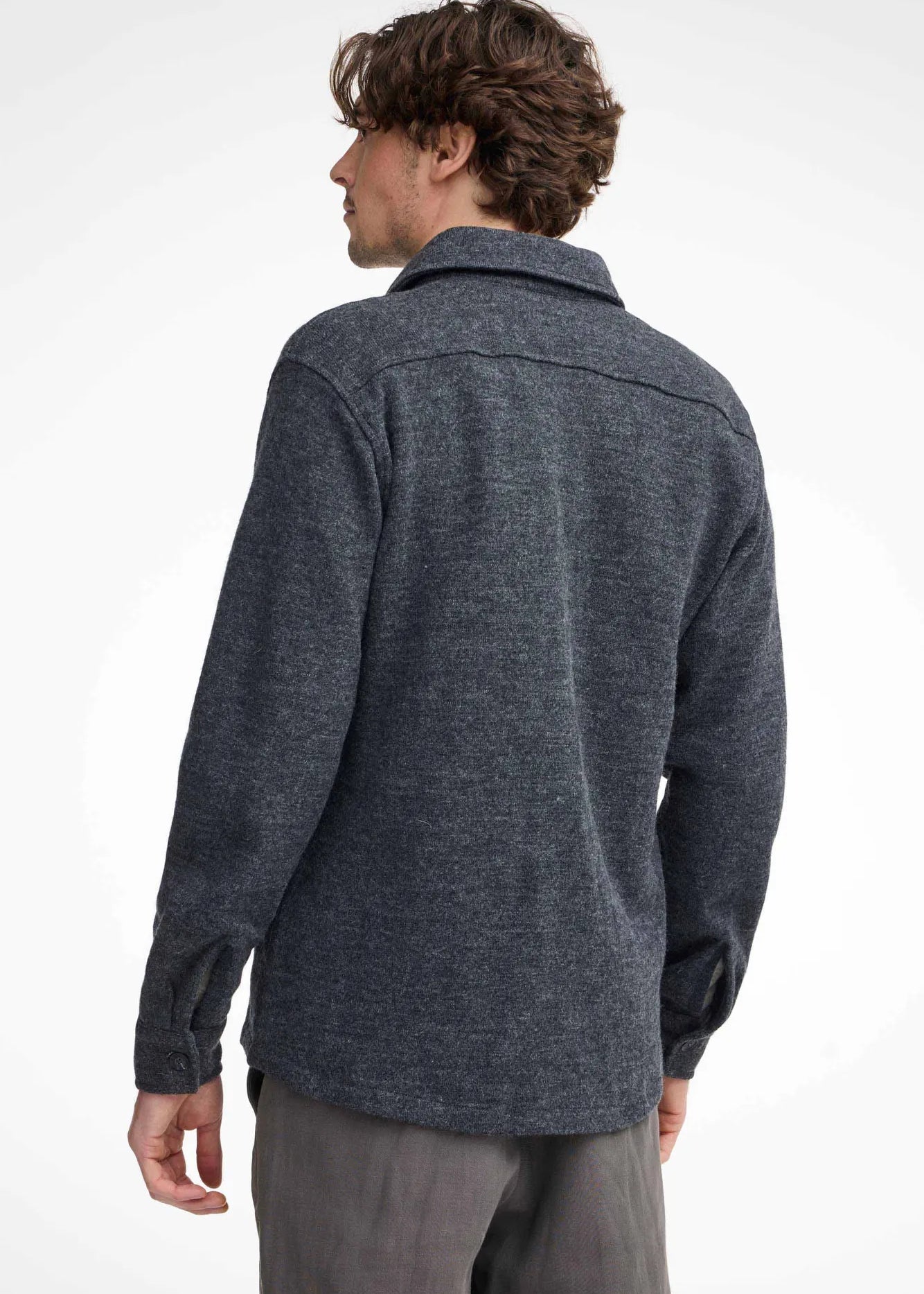 GY GRIMSTORP, OVERSHIRT I 100% MERINOULL. — GRAPHITE MARL - Ivanhoe of Sweden