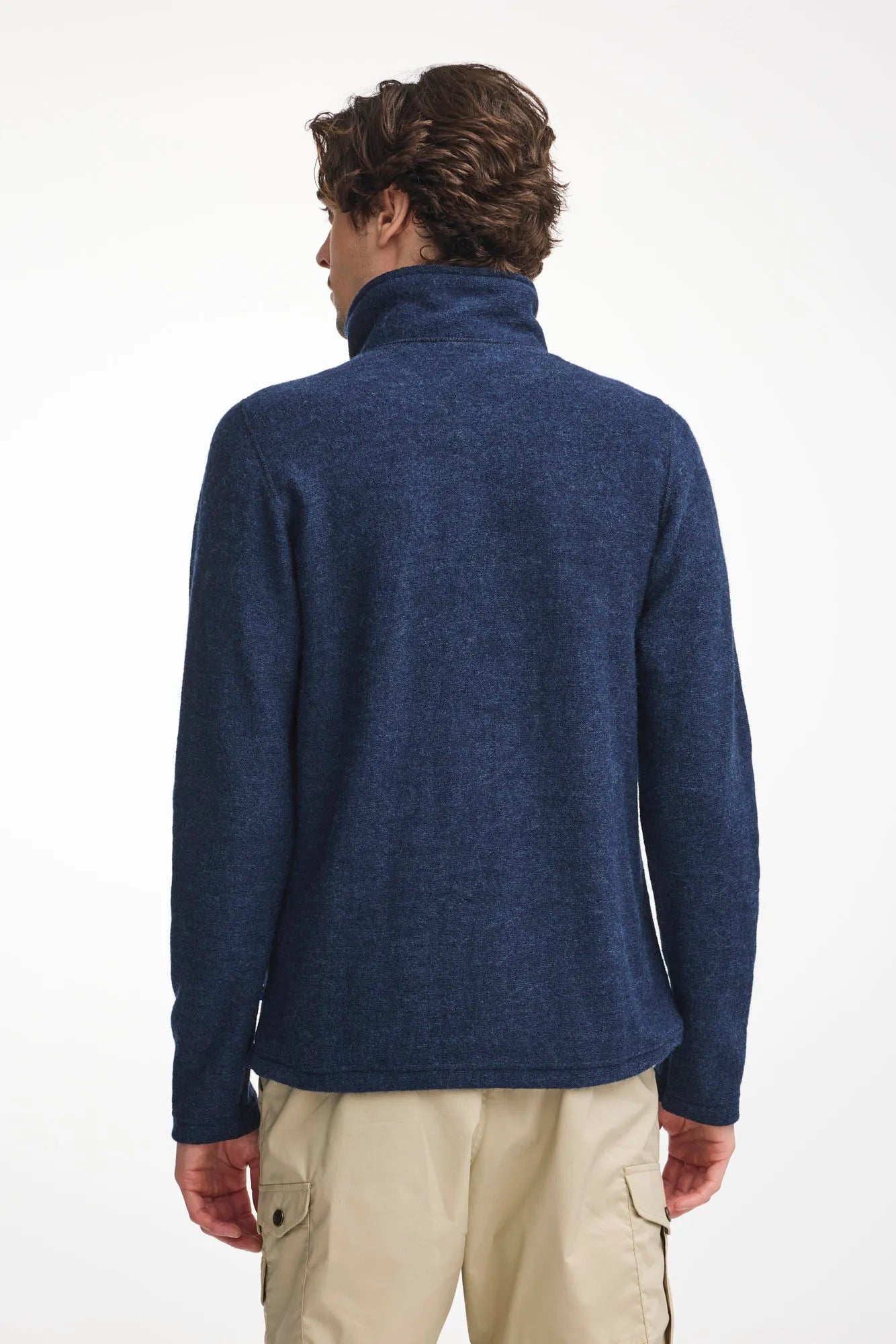 BRUNO FULL ZIP, 60% FILTAD ULL, 40% LYOCELL — LIGHT NAVY - Ivanhoe of Sweden