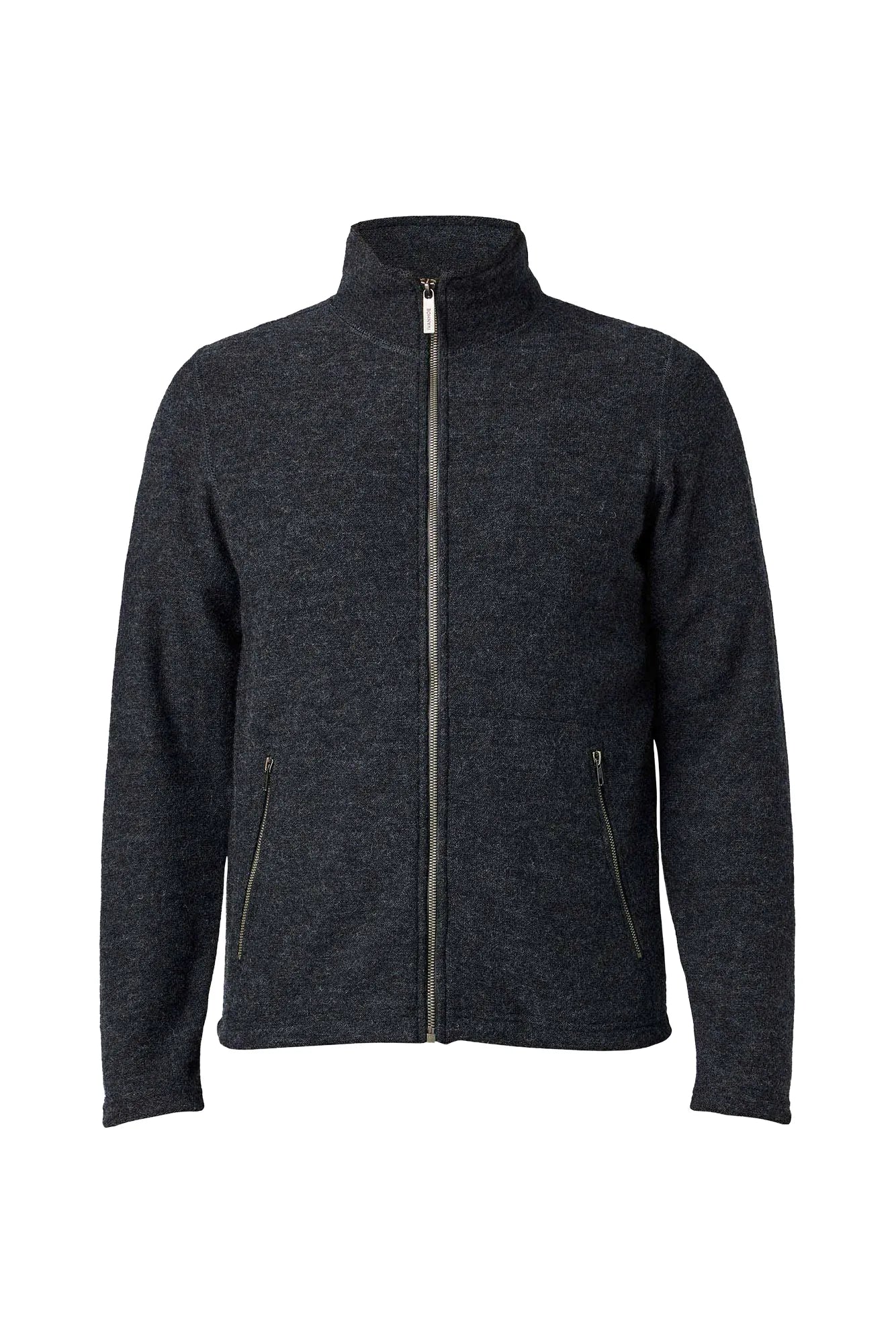 BRUNO FULL ZIP, 60% FILTAD ULL, 40% LYOCELL — GRAPHITE MARL - Ivanhoe of Sweden