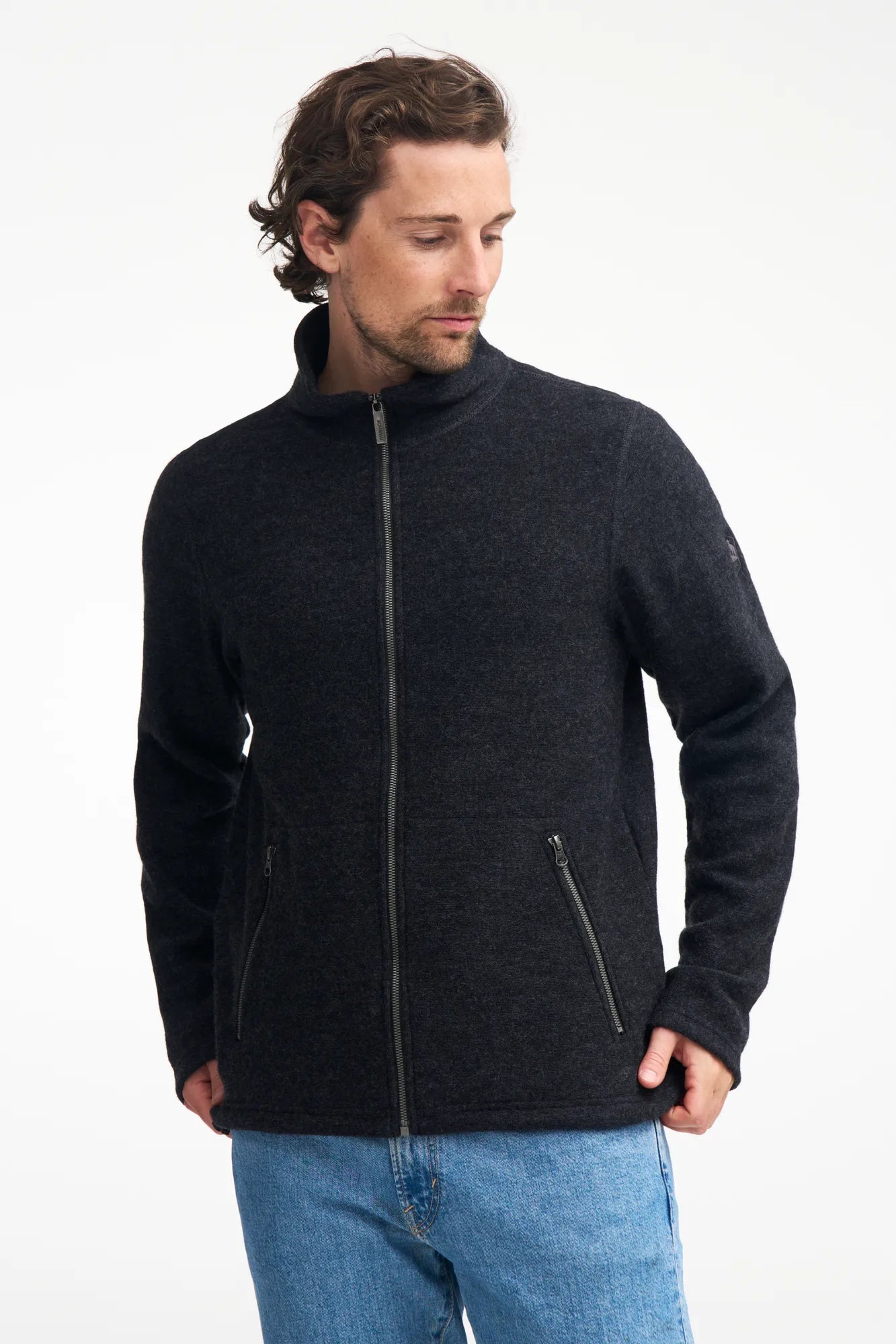 BRUNO FULL ZIP, 60% FILTAD ULL, 40% LYOCELL — LODEN GREEN - Ivanhoe of Sweden