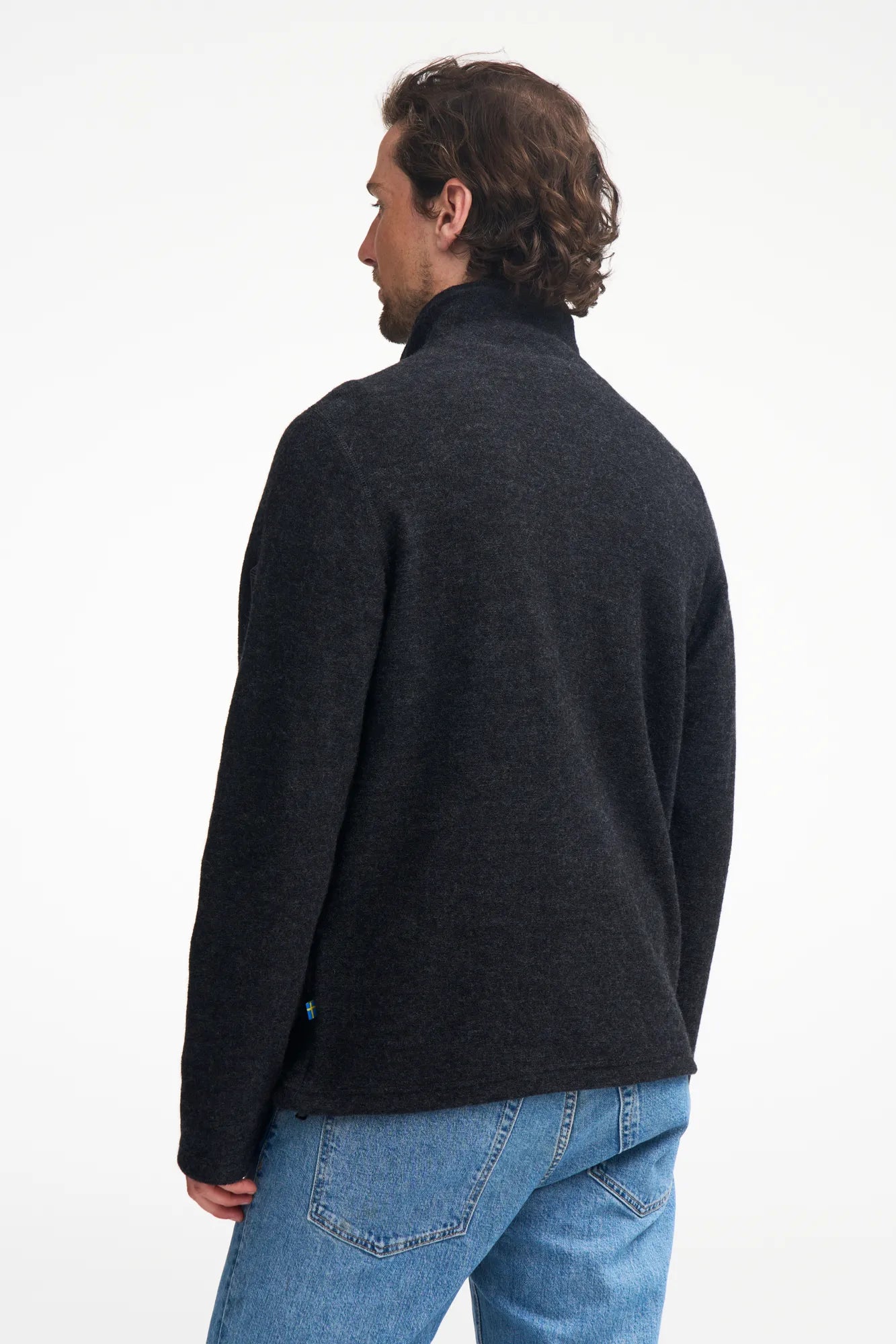 BRUNO FULL ZIP, 60% FILTAD ULL, 40% LYOCELL — BLACK - Ivanhoe of Sweden