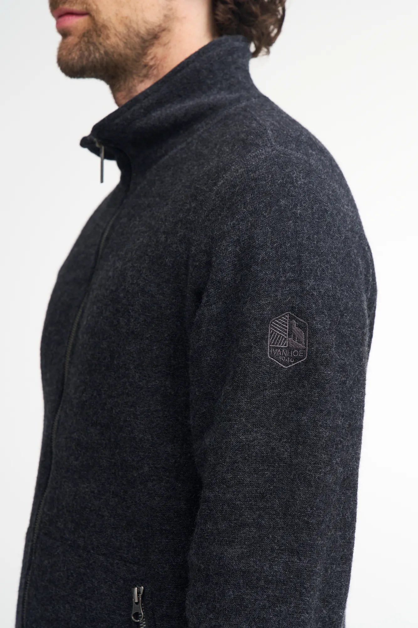 BRUNO FULL ZIP, 60% FILTAD ULL, 40% LYOCELL — LODEN GREEN - Ivanhoe of Sweden