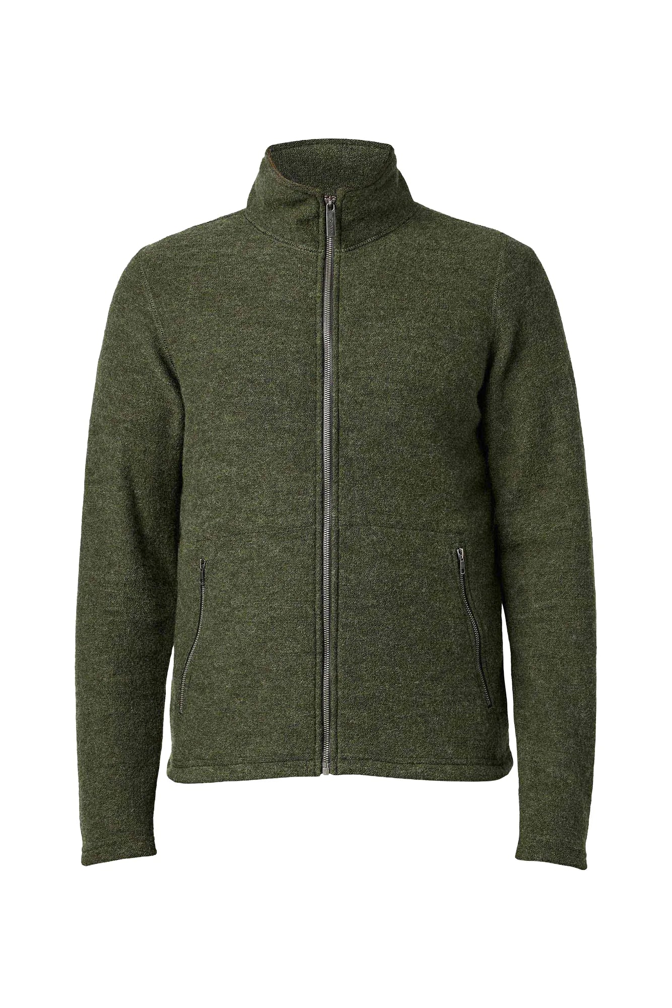 BRUNO FULL ZIP, 60% FILTAD ULL, 40% LYOCELL — LODEN GREEN - Ivanhoe of Sweden