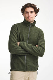 BRUNO FULL ZIP, 60% FILTAD ULL, 40% LYOCELL — LODEN GREEN - Ivanhoe of Sweden