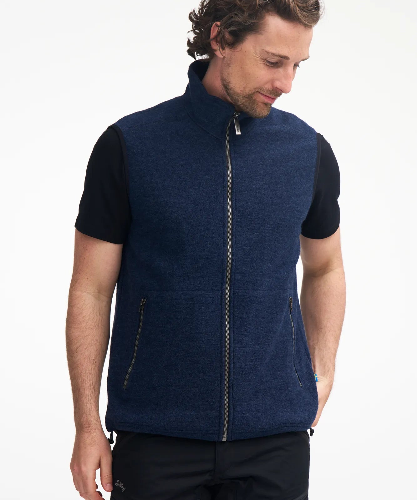 KURRE VEST, 60% FILTAD ULL, 40% LYOCELL — LIGHT NAVY - Ivanhoe of Sweden