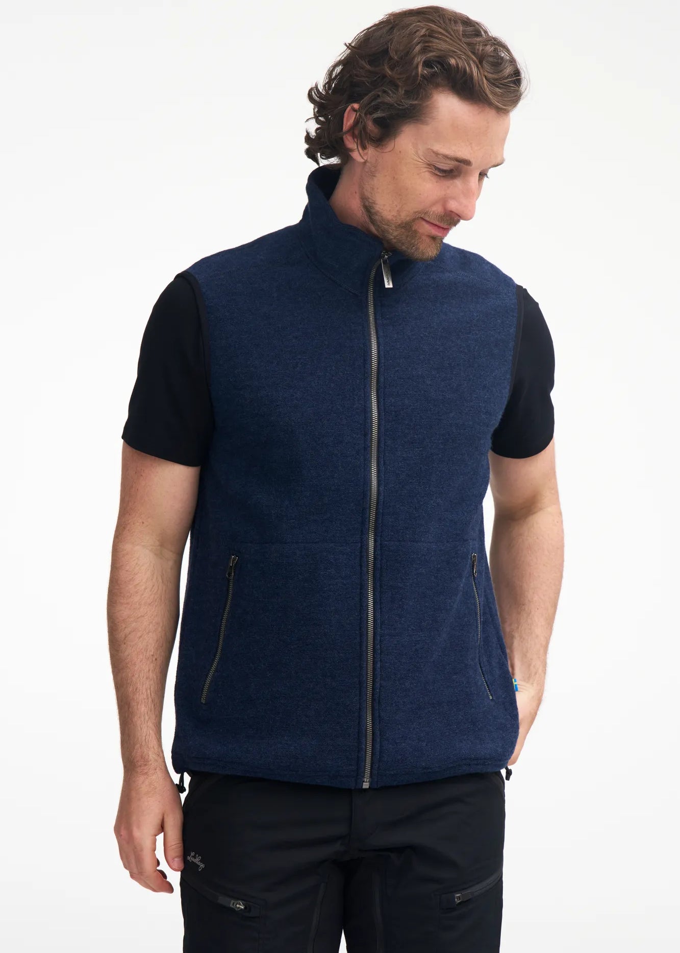 KURRE VEST, 60% FILTAD ULL, 40% LYOCELL — LIGHT NAVY - Ivanhoe of Sweden