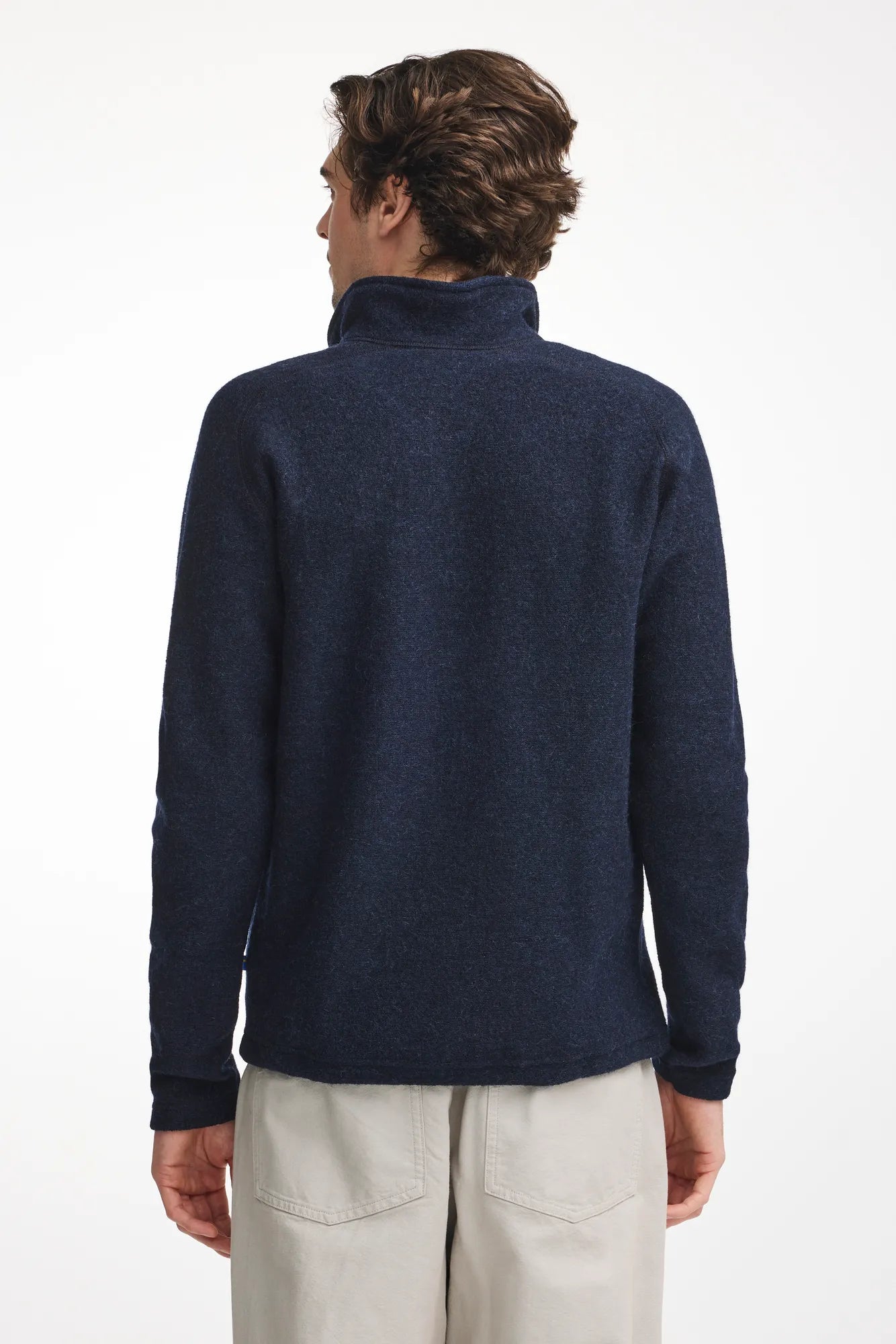 DANNY FULL ZIP, 100% FILTAD ULL — LIGHT NAVY - Ivanhoe of Sweden