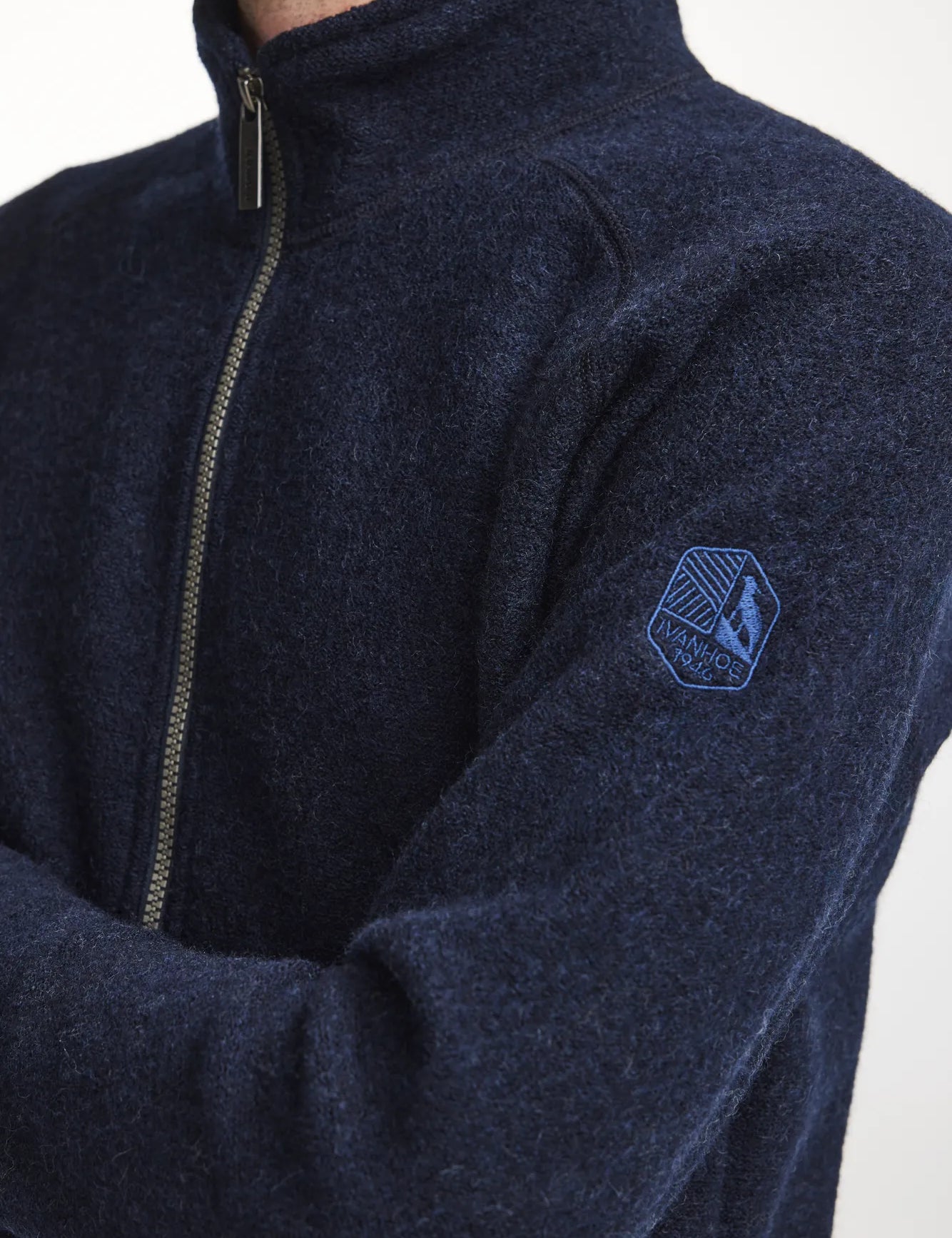 DANNY FULL ZIP, 100% FILTAD ULL — LIGHT NAVY - Ivanhoe of Sweden