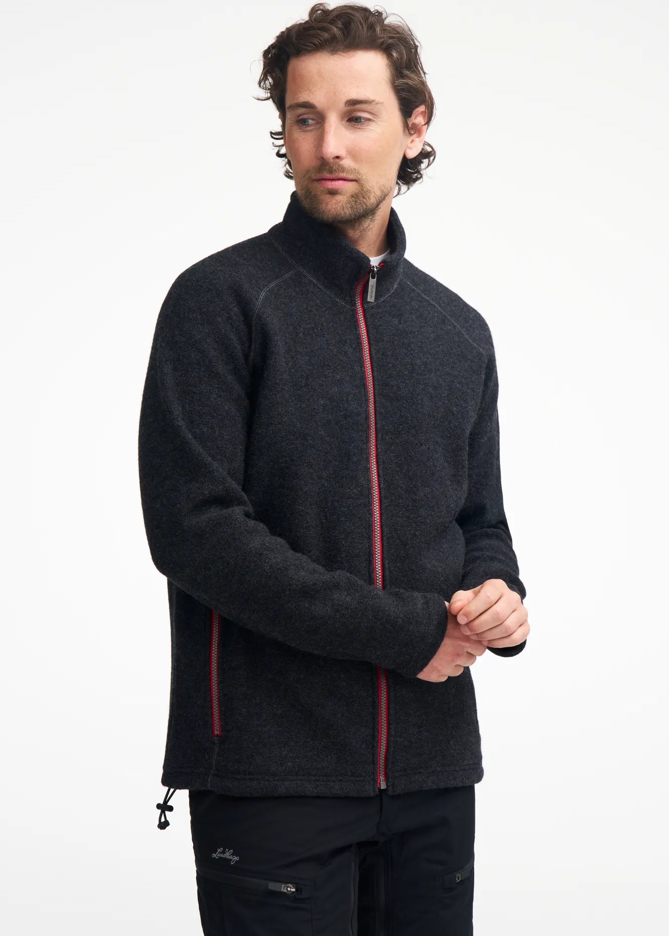 DANNY FULL ZIP, 100% FILTAD ULL — GRAPHITE MARL - Ivanhoe of Sweden