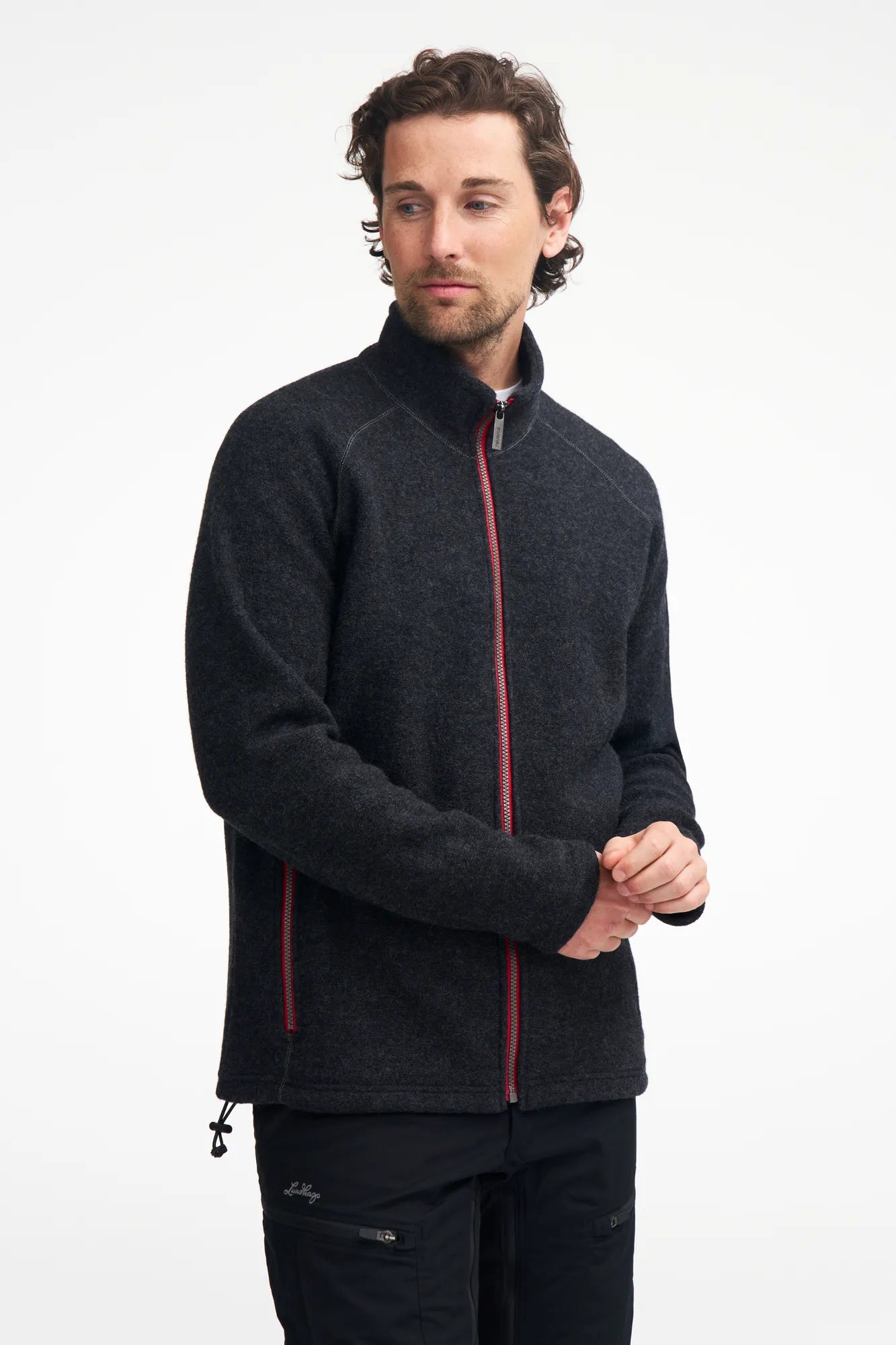 DANNY FULL ZIP, 100% FILTAD ULL — GRAPHITE MARL - Ivanhoe of Sweden