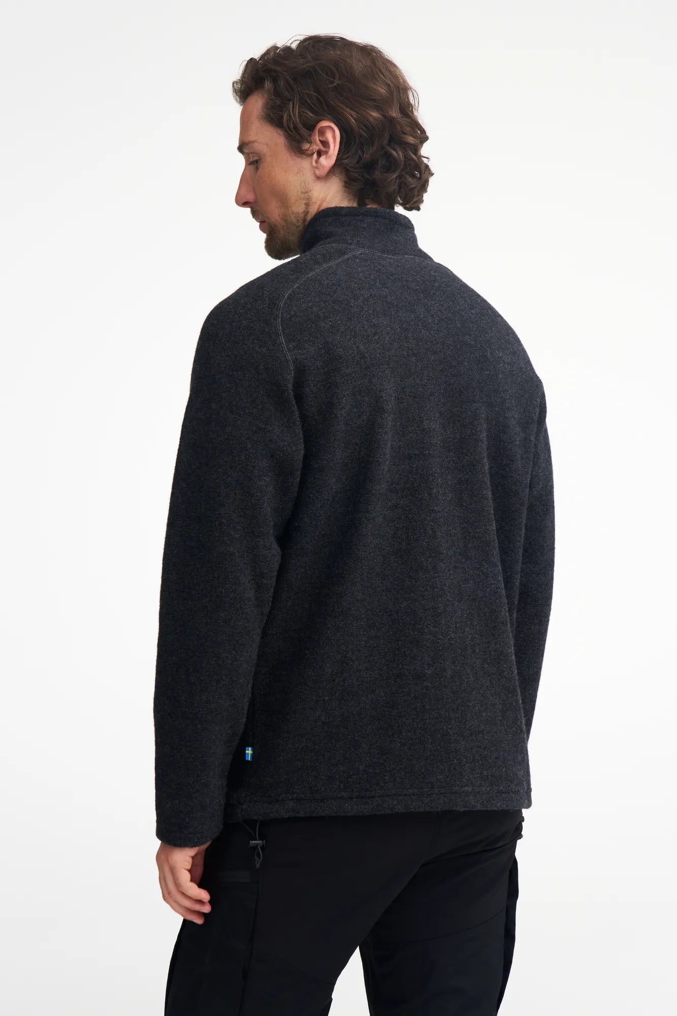DANNY FULL ZIP, 100% FILTAD ULL — BLACK - Ivanhoe of Sweden
