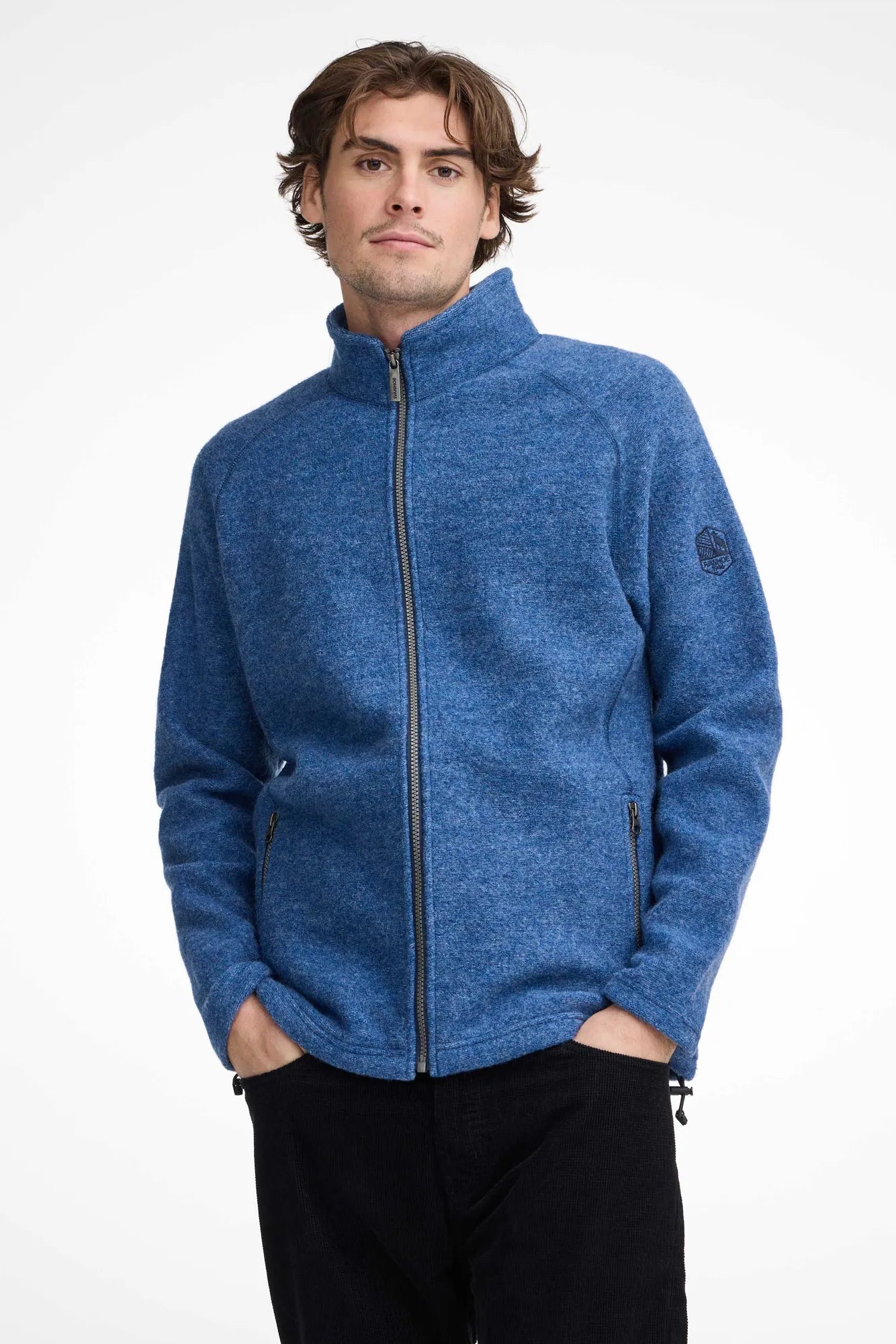 DANNY FULL ZIP, 100% FILTAD ULL — DENIM - Ivanhoe of Sweden