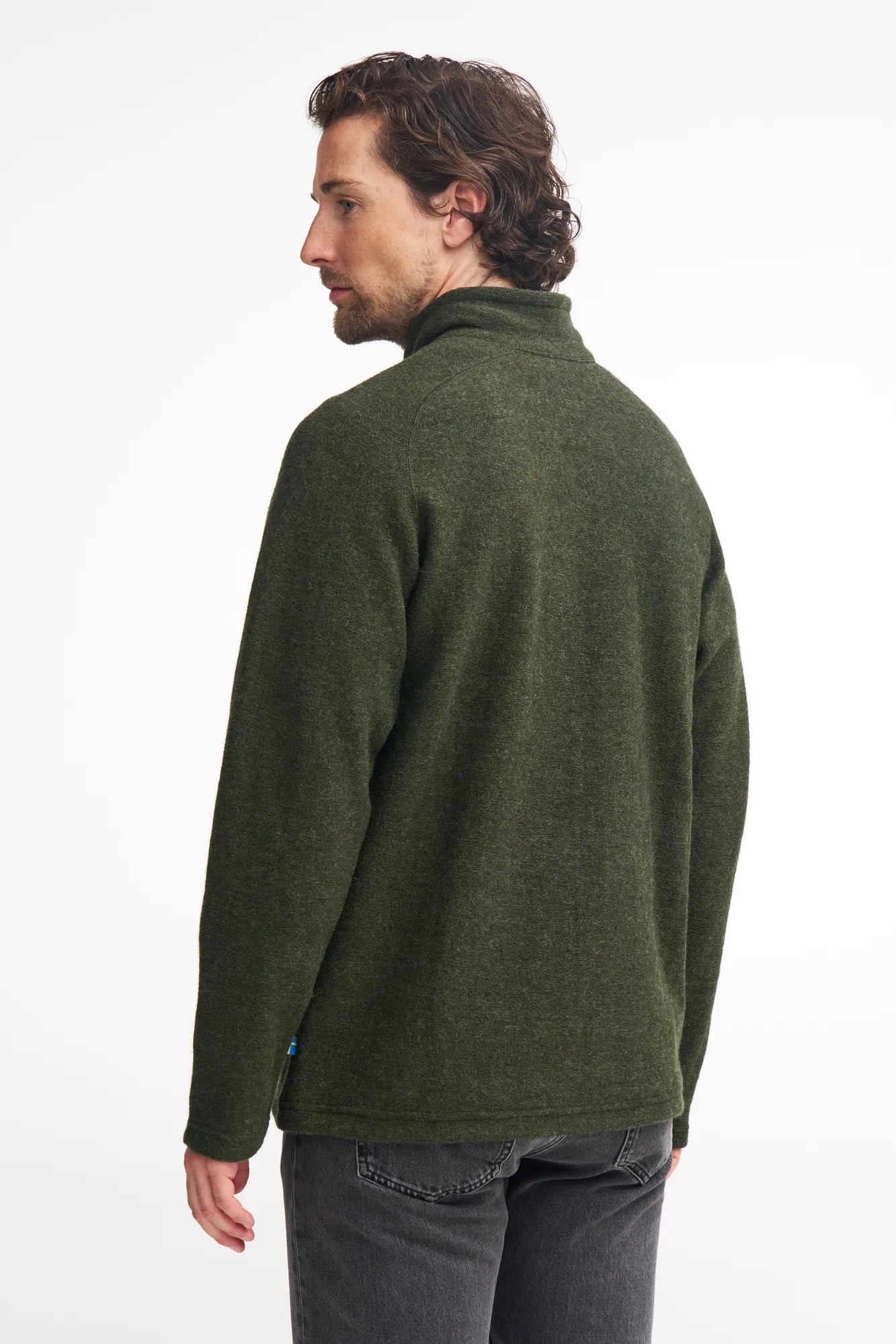 DANNY FULL ZIP, 100% FILTAD ULL — LODEN GREEN - Ivanhoe of Sweden