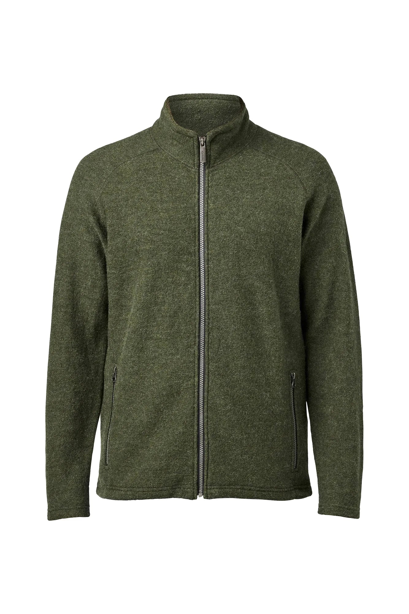 DANNY FULL ZIP, 100% FILTAD ULL — LODEN GREEN - Ivanhoe of Sweden