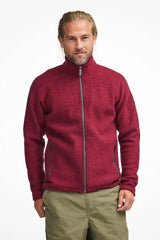 DANNY FULL ZIP, 100% FILTAD ULL  — DEEP RED