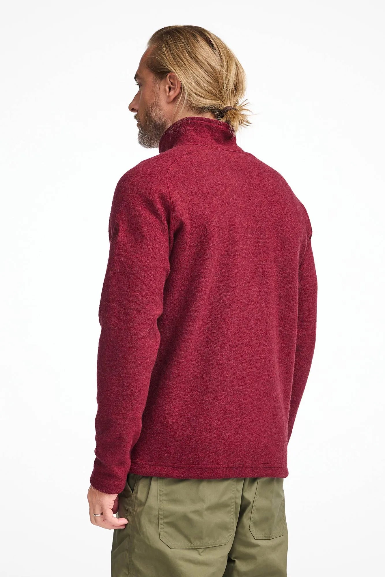 DANNY FULL ZIP, 100% FILTAD ULL — DEEP RED - Ivanhoe of Sweden