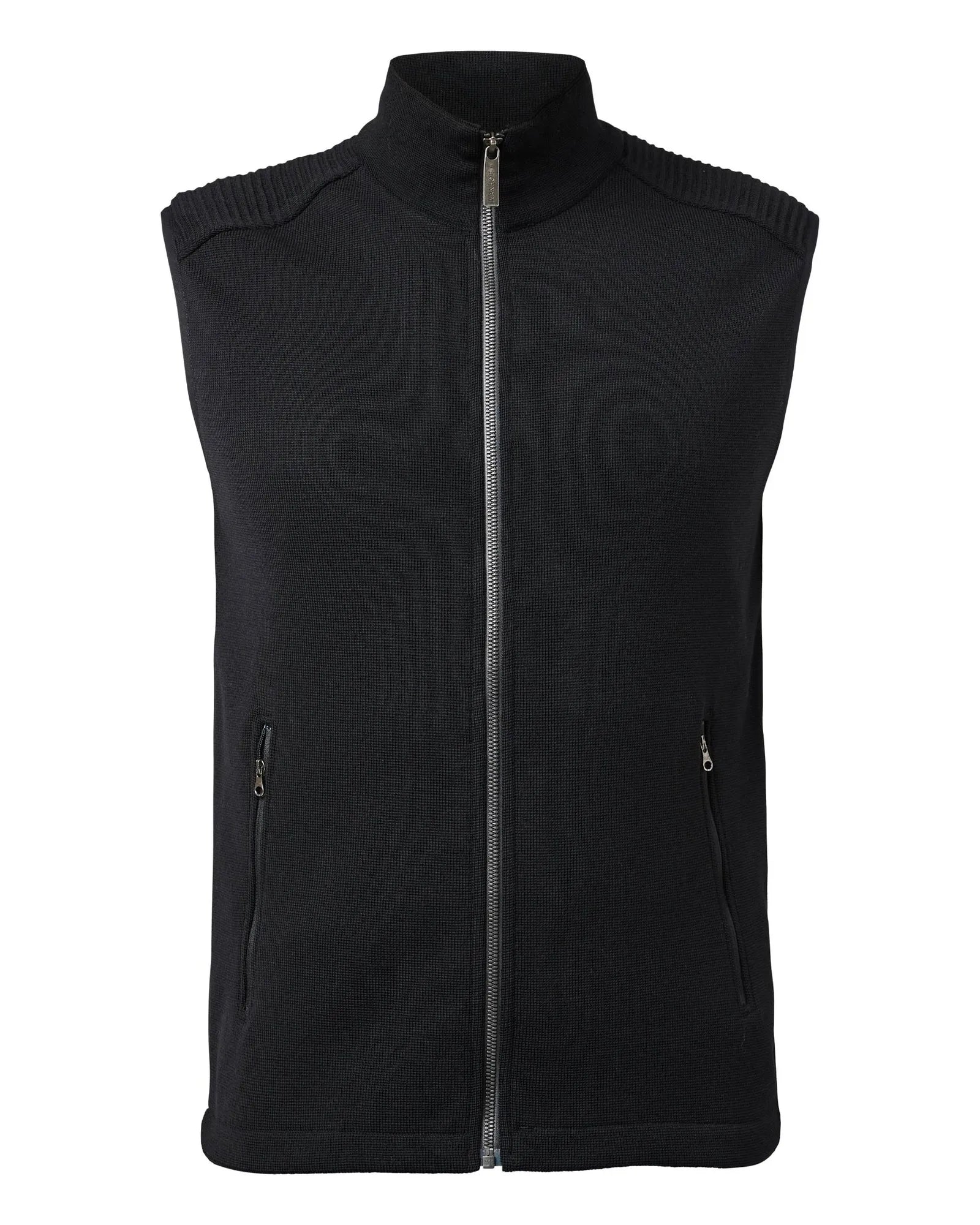 RALF VEST, 100% FINE MERINOULL — BLACK - Ivanhoe of Sweden
