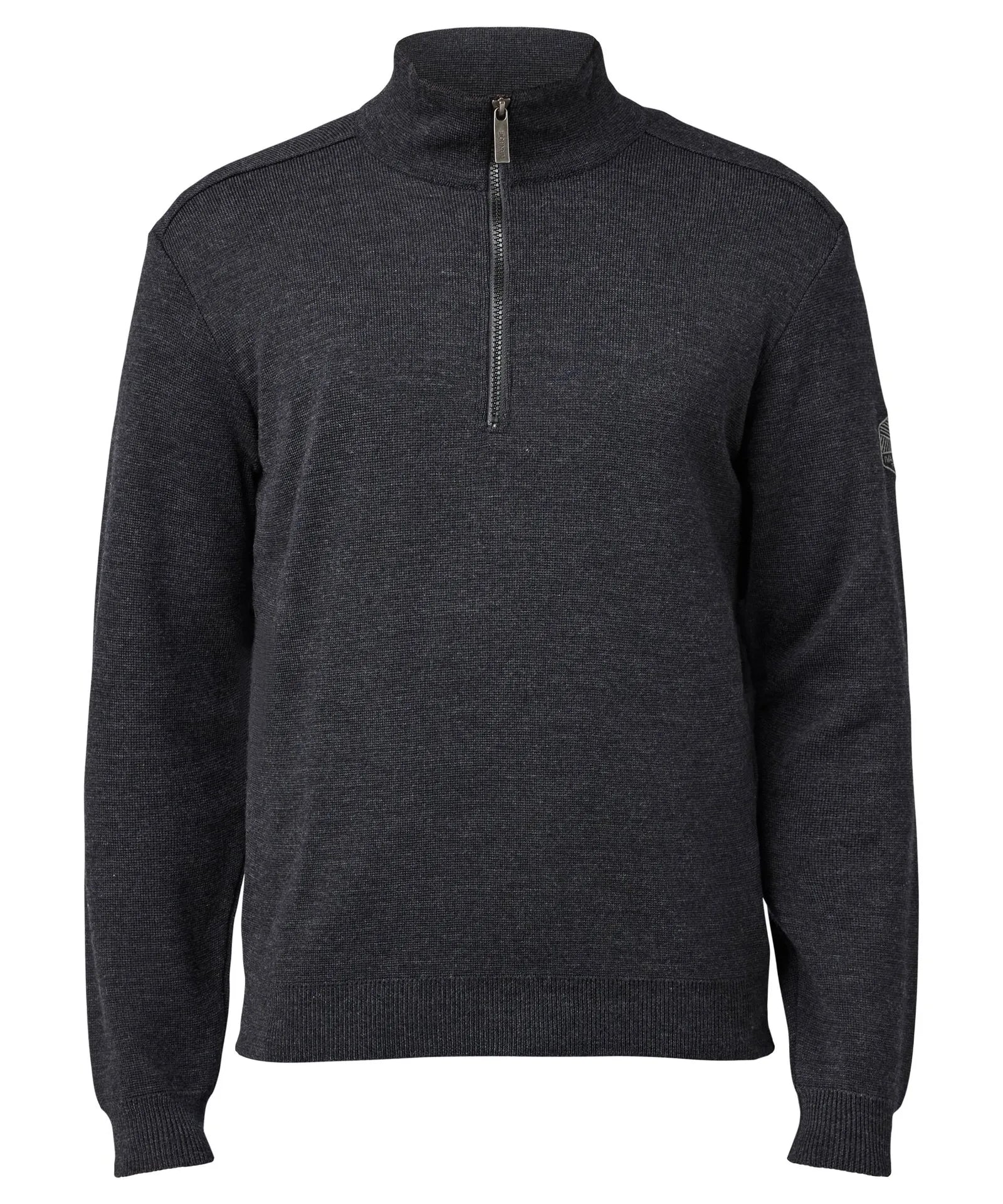 RUBEN HALF ZIP, 100% FINE MERINOULL — GRAPHITE MARL - Ivanhoe of Sweden