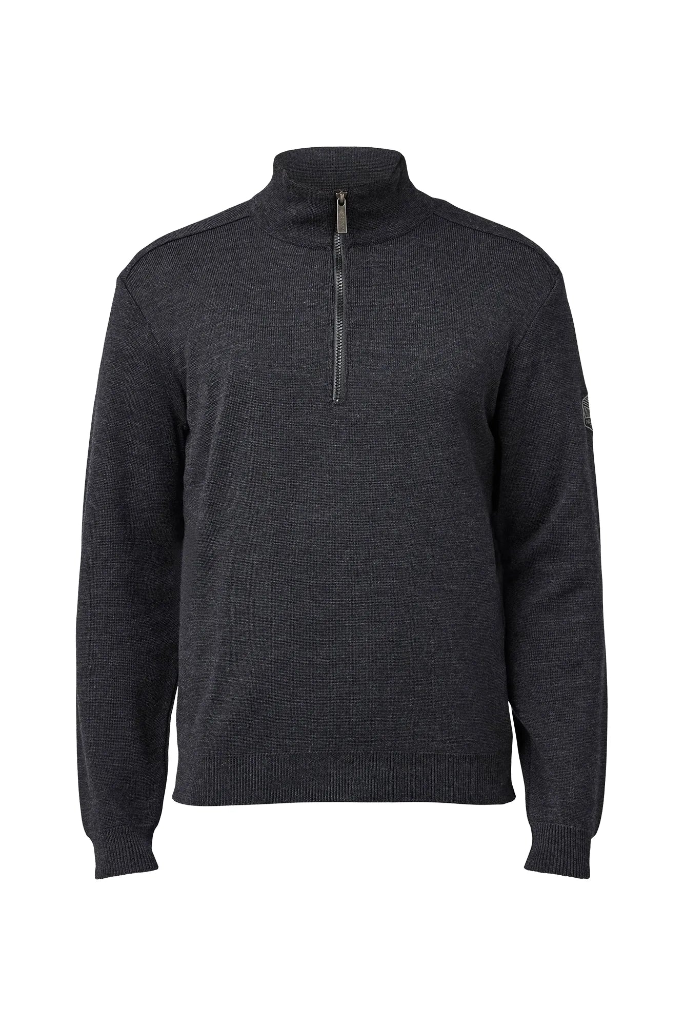 RUBEN HALF ZIP, 100% FINE MERINOULL — GRAPHITE MARL - Ivanhoe of Sweden