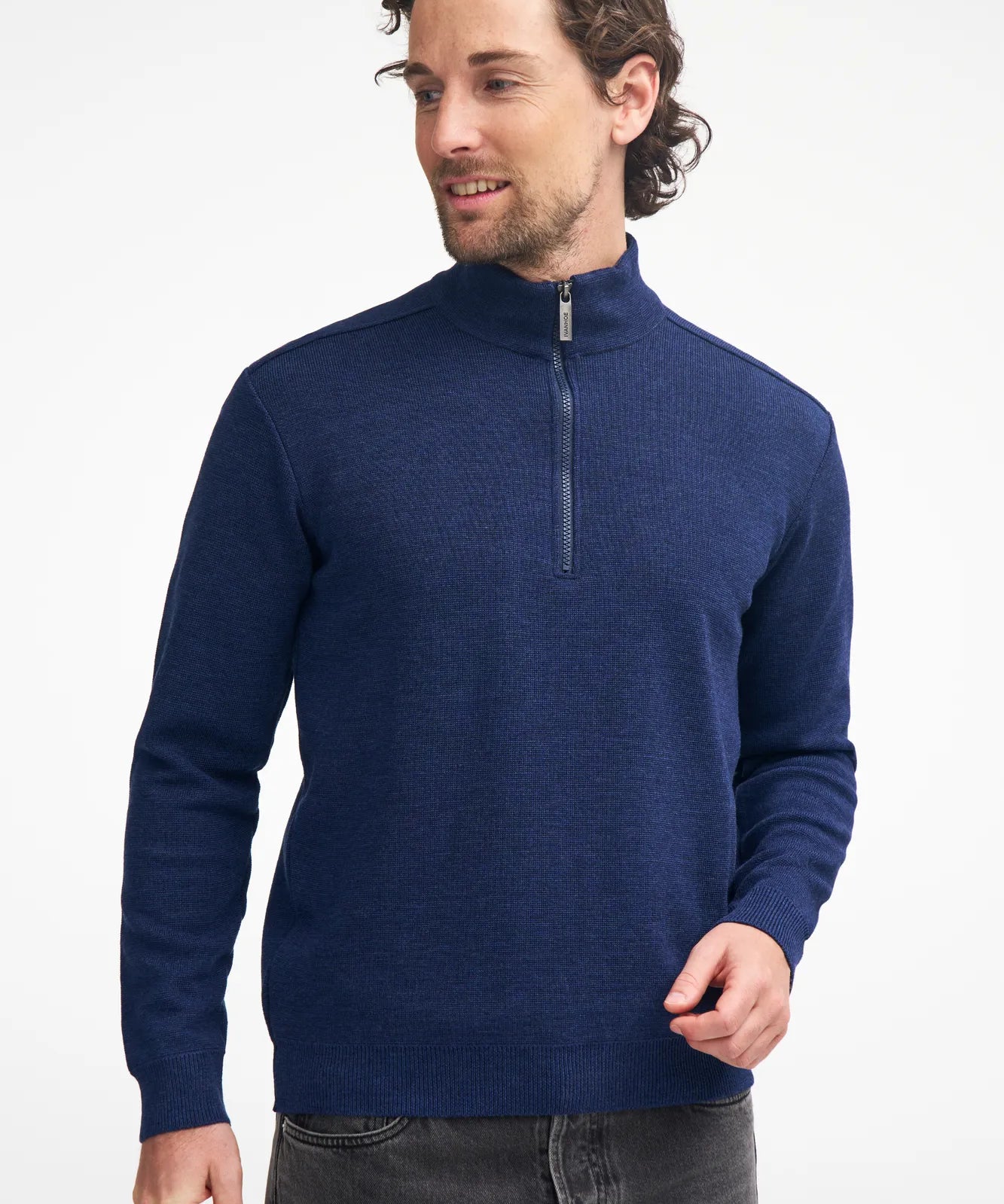 RUBEN HALF ZIP, 100% FINE MERINOULL — STEELBLUE - Ivanhoe of Sweden
