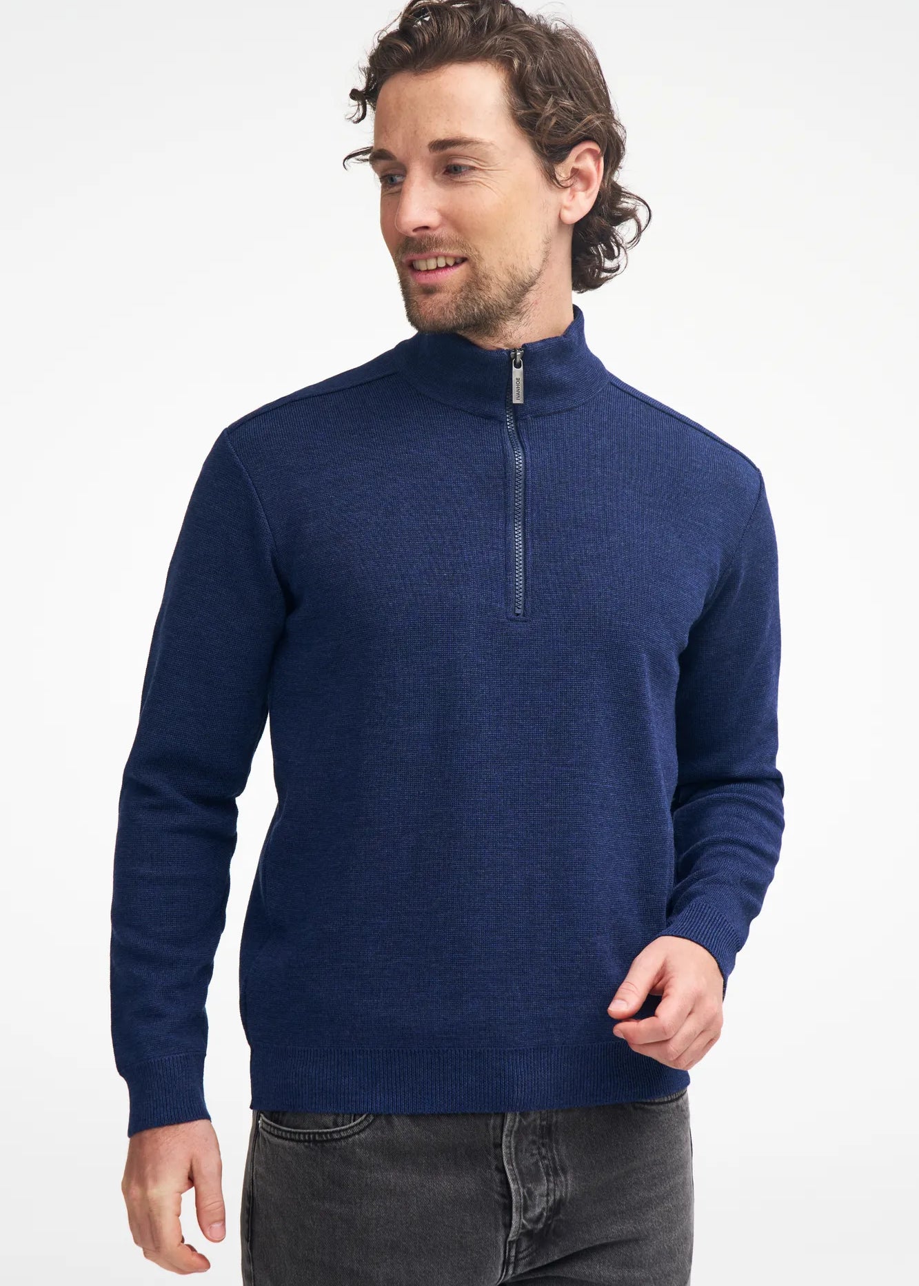 RUBEN HALF ZIP, 100% FINE MERINOULL — RIFLE GREEN - Ivanhoe of Sweden