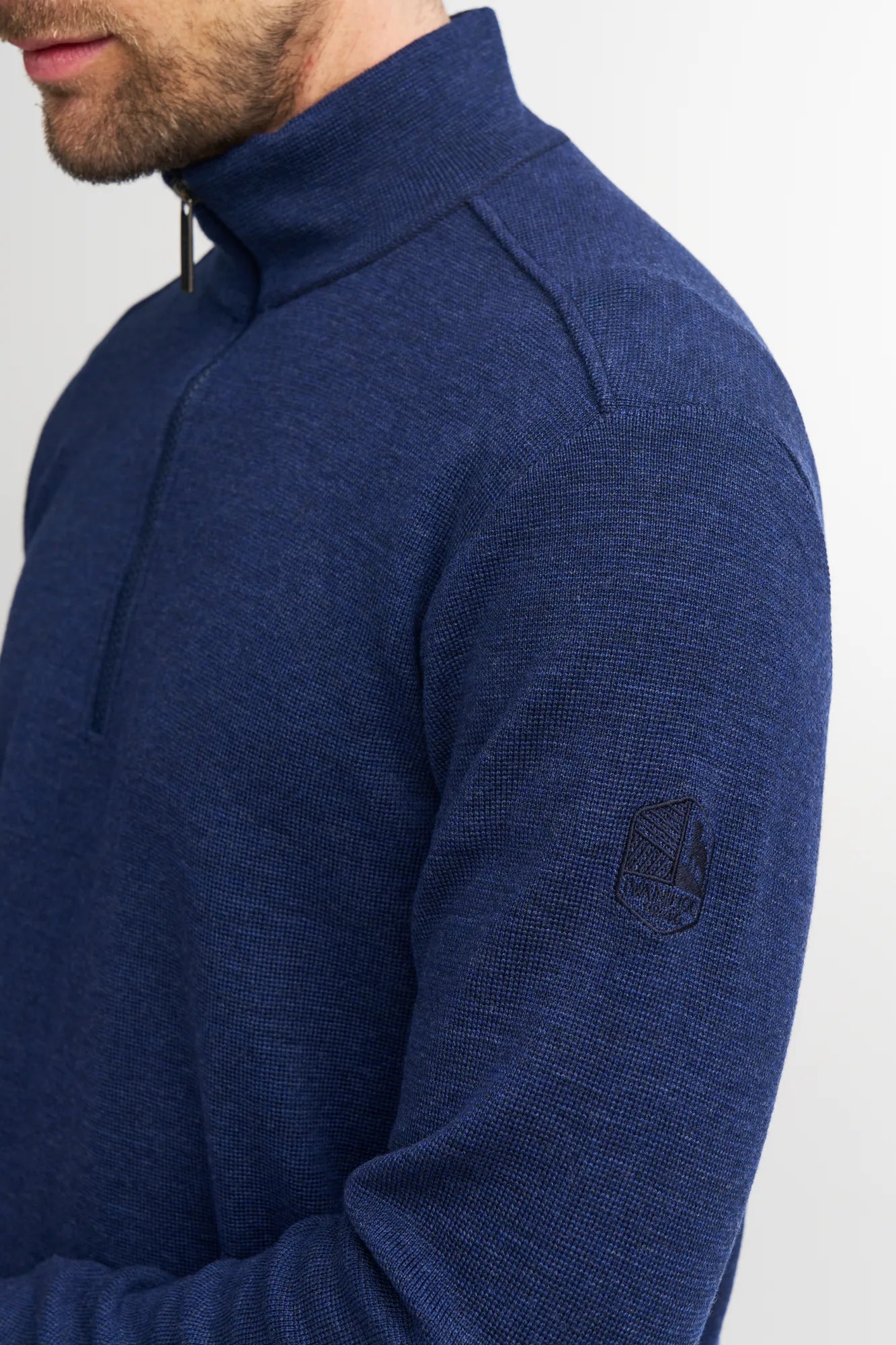 RUBEN HALF ZIP, 100% FINE MERINOULL — STEELBLUE - Ivanhoe of Sweden