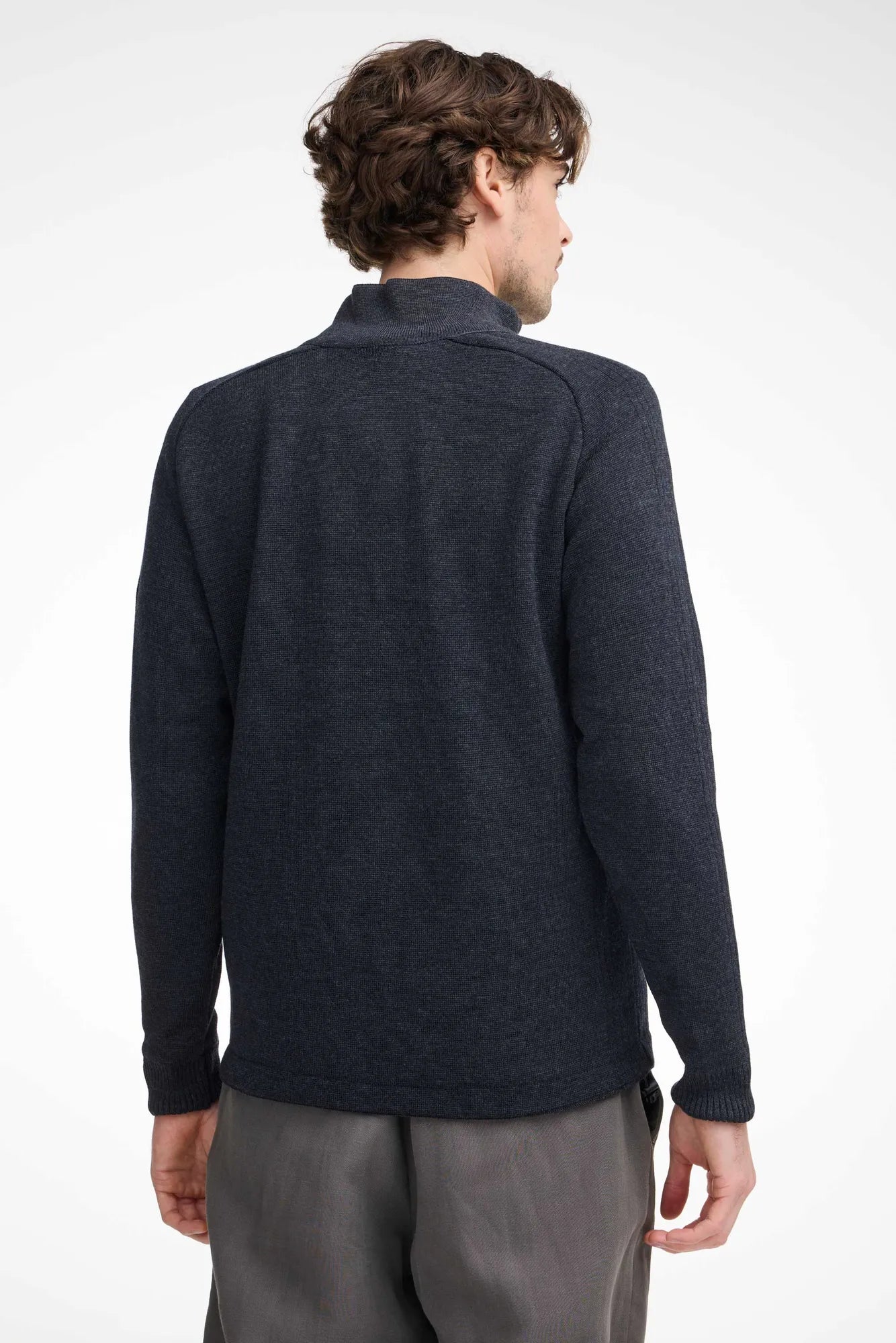 HENRY FULL ZIP WB, 100% FINE MERINOULL — GRAPHITE MARL - Ivanhoe of Sweden