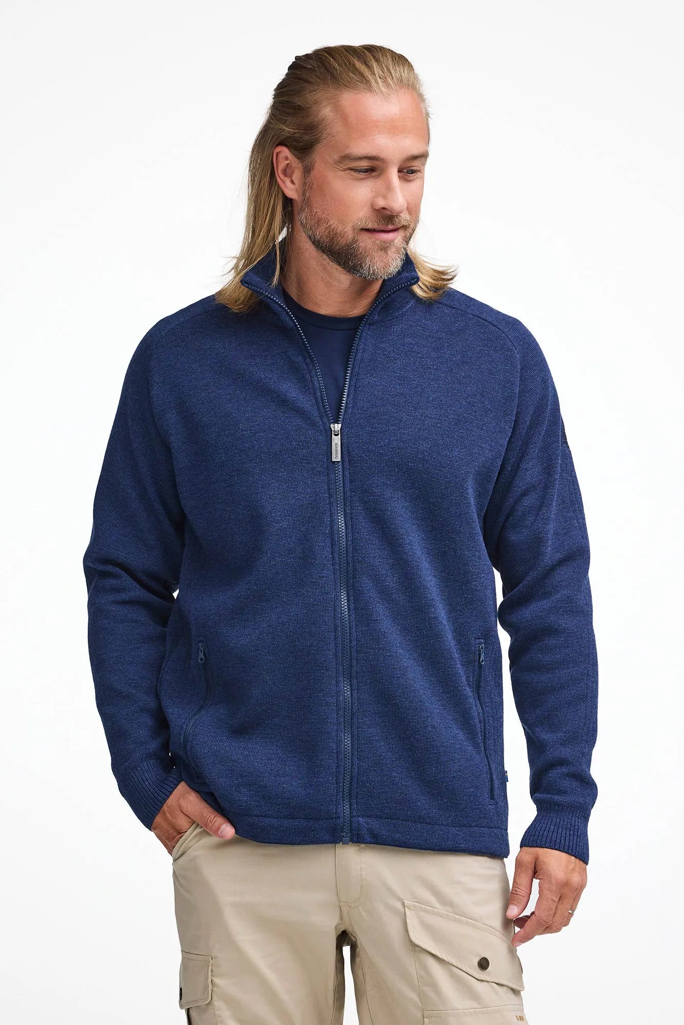 HENRY FULL ZIP WB, 100% FINE MERINOULL — STEELBLUE - Ivanhoe of Sweden