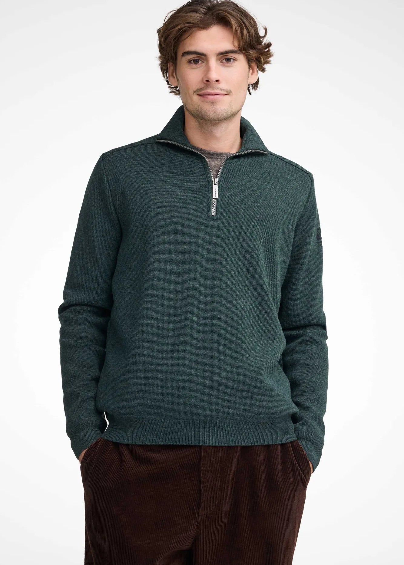 RUBEN HALF ZIP WB, 100% FINE MERINOULL — RIFLE GREEN - Ivanhoe of Sweden
