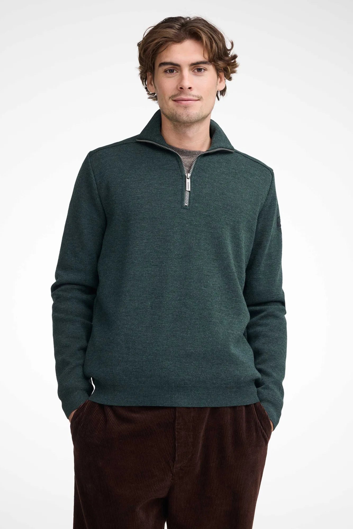 RUBEN HALF ZIP WB, 100% FINE MERINOULL — RIFLE GREEN - Ivanhoe of Sweden